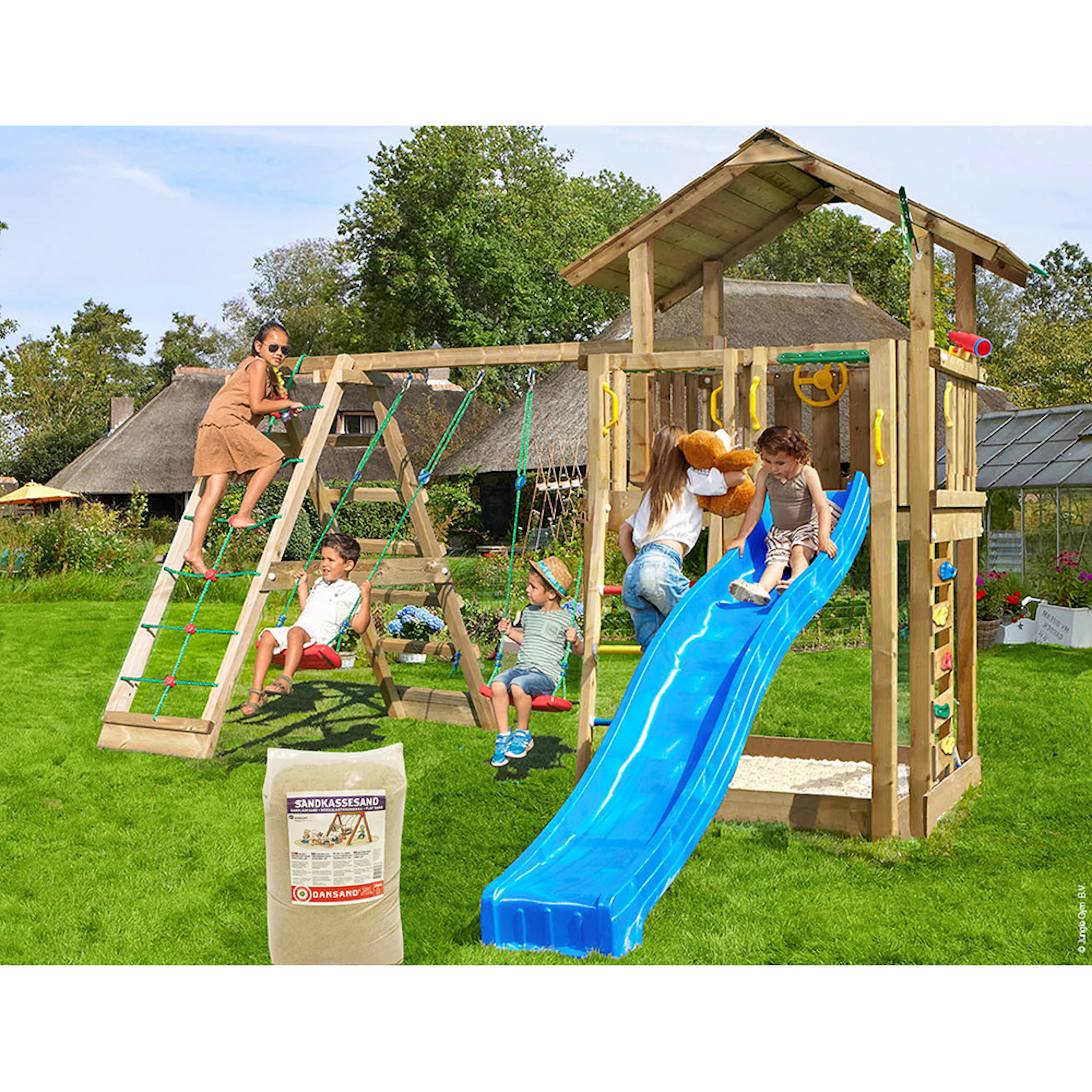 Jungle Gym Chalet 2.1 lektorn komplett inkl. Climb Modul X't Blå
