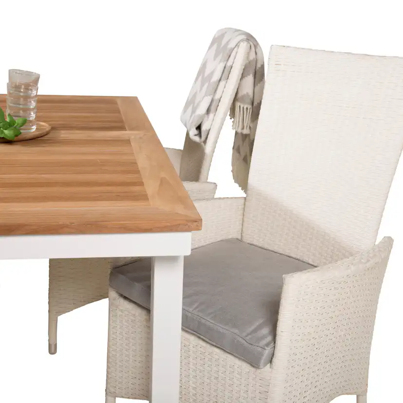 Panama Dining Table 160/240*90 - White Alu / Teak+Padova Arm Blanka Ben