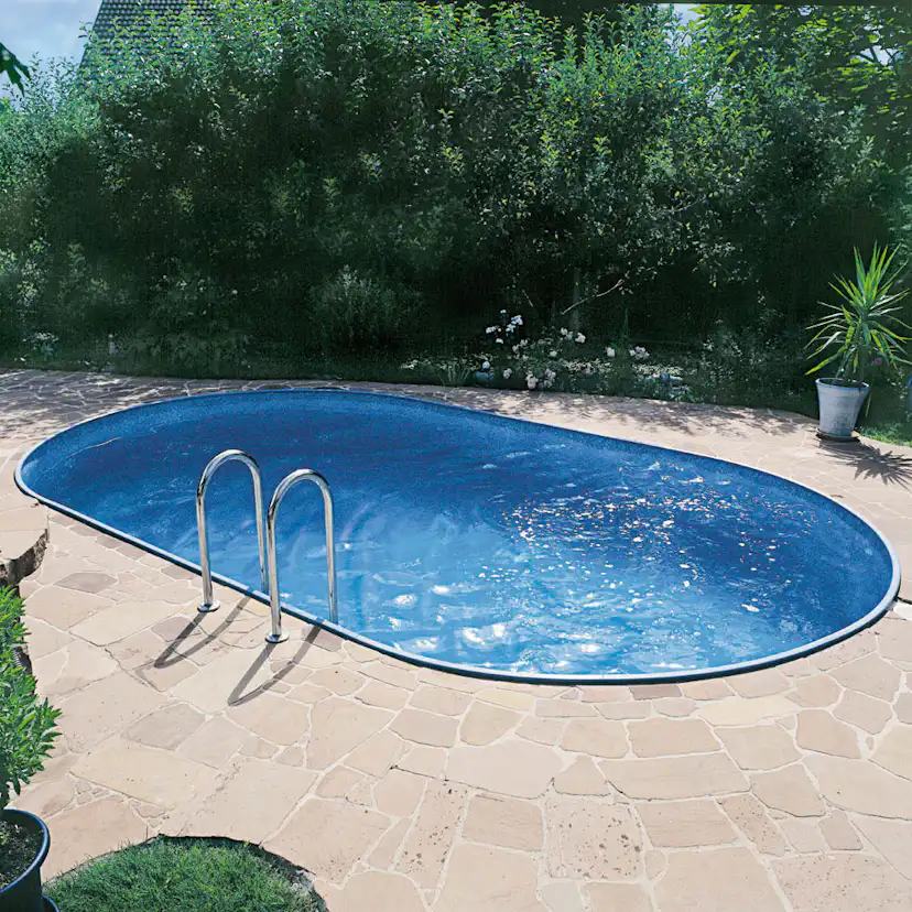 Stålväggspool Planet Pool Premium Inbyggd Oval 6x3,2 m inkl SF8 Stege och Tillbehör