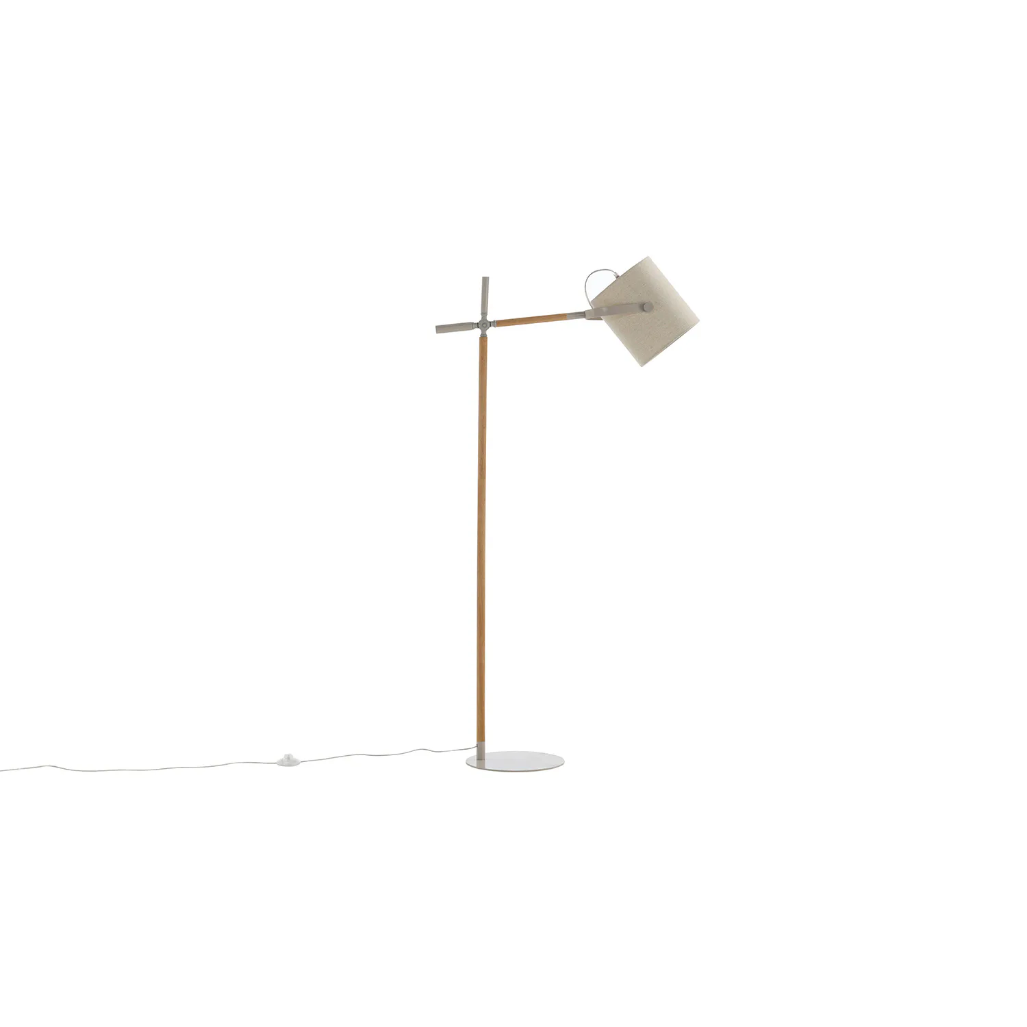Dennis -Floor Lamp - Beige / Wood/Beige Linen Beige