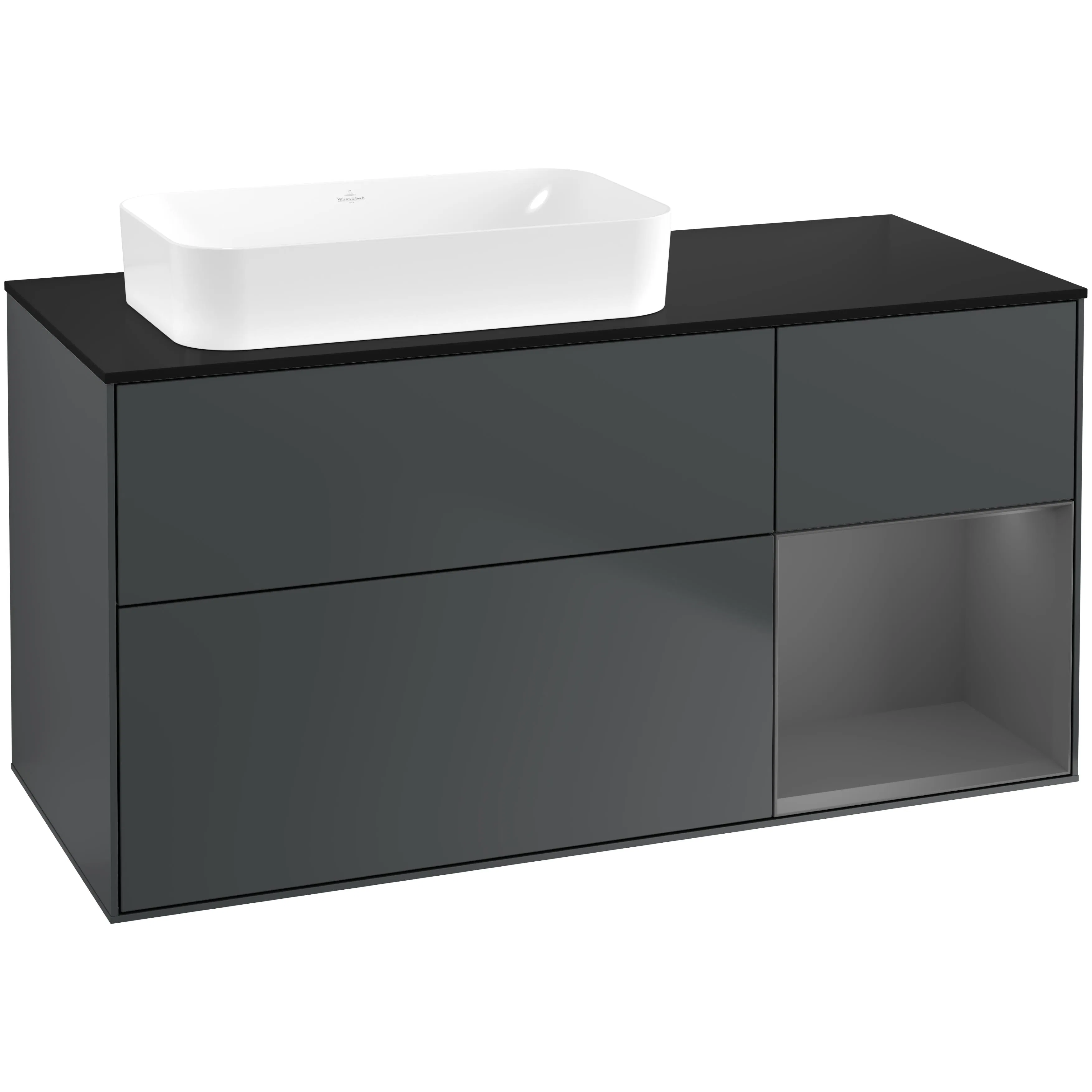 Tvättställsskåp Villeroy & Boch Finion med 3 Lådor Hylla och Bänkskiva för Ocentrerat Fristående Tvättställ