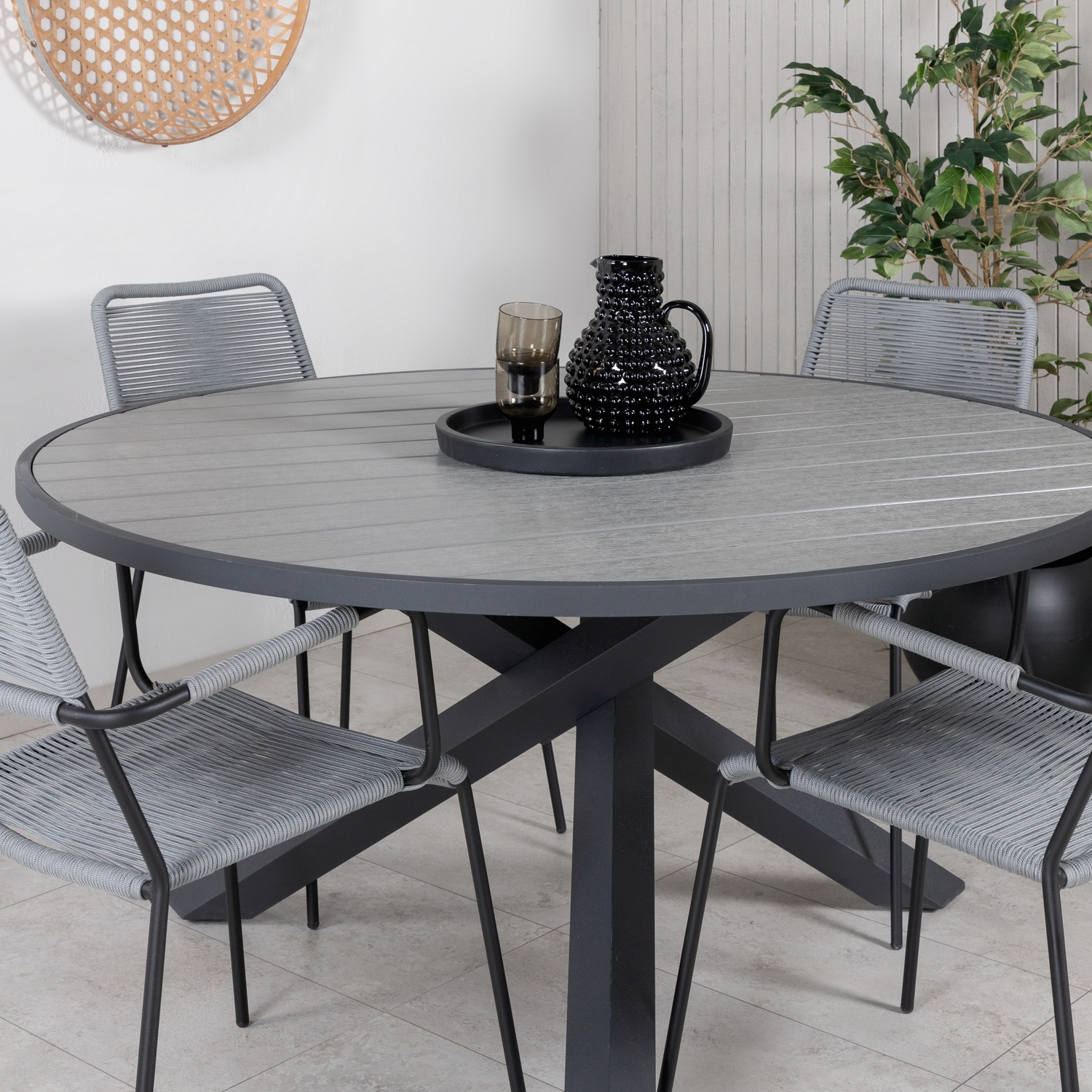Matgrupp Utomhus Venture Home Pincy med 4 Leon Trädgårdsstolar