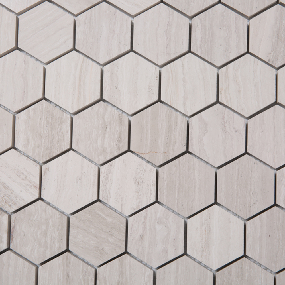 Natursten ArtStone Woodlight Gravin Hexagon Polerad 5x5 cm