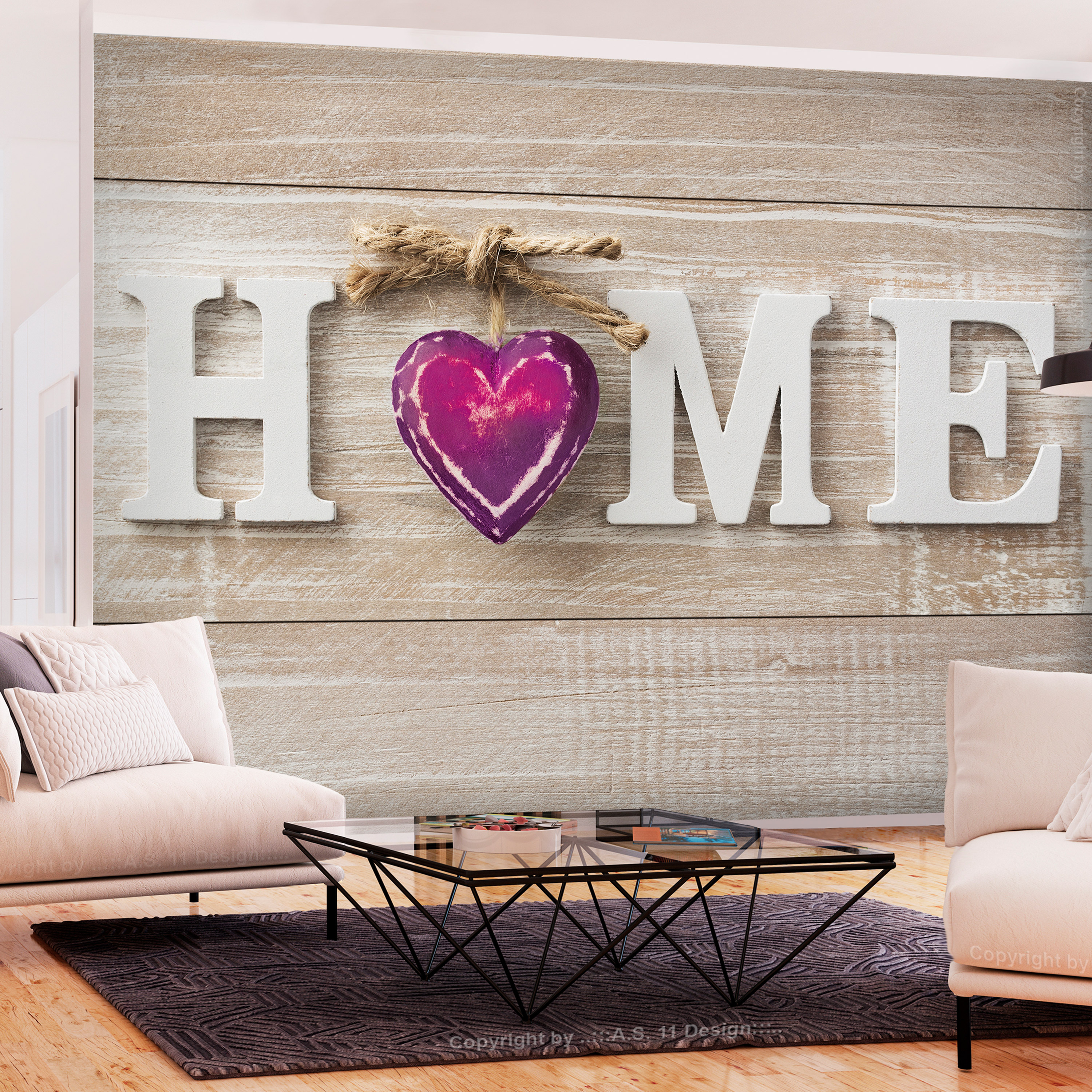 Fototapet Arkiio Självhäftande Home Heart Violet