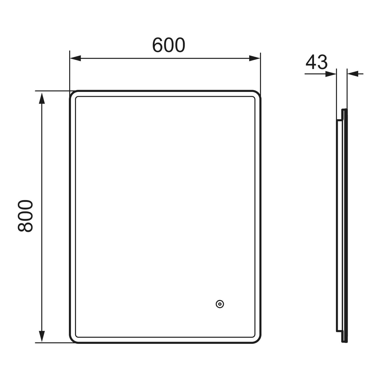 Badrumsspegel  Mora CARA I 600x800 mm