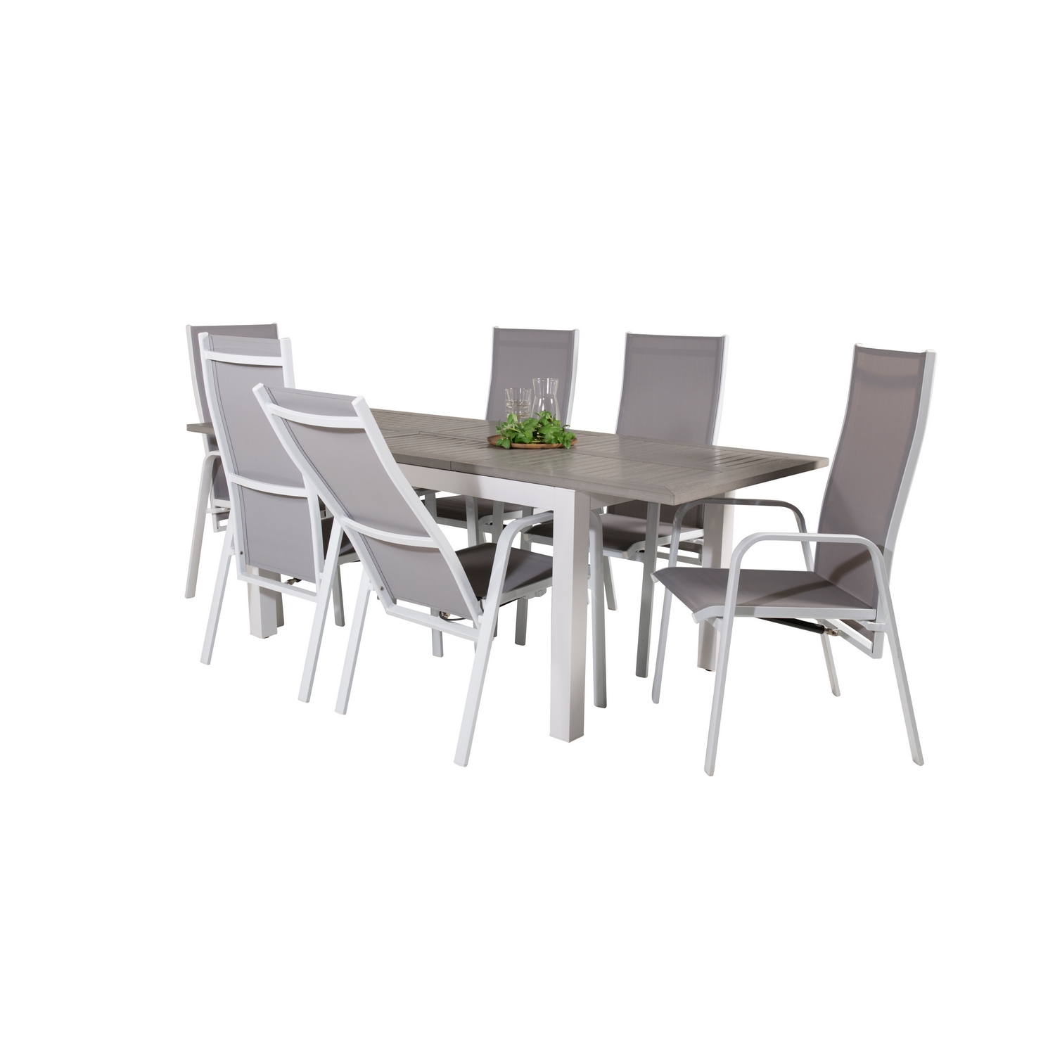 Albany Dining Table 152/210*90 - White Alu / Grey Aintwood+C Vit/Grå