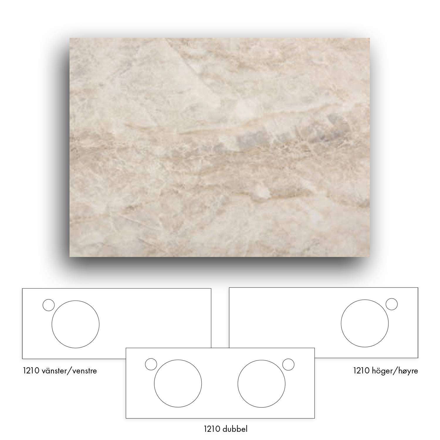 Bänkskiva Macro Design Crown+ Dekton  1210 till Tvättställsskåp Crown