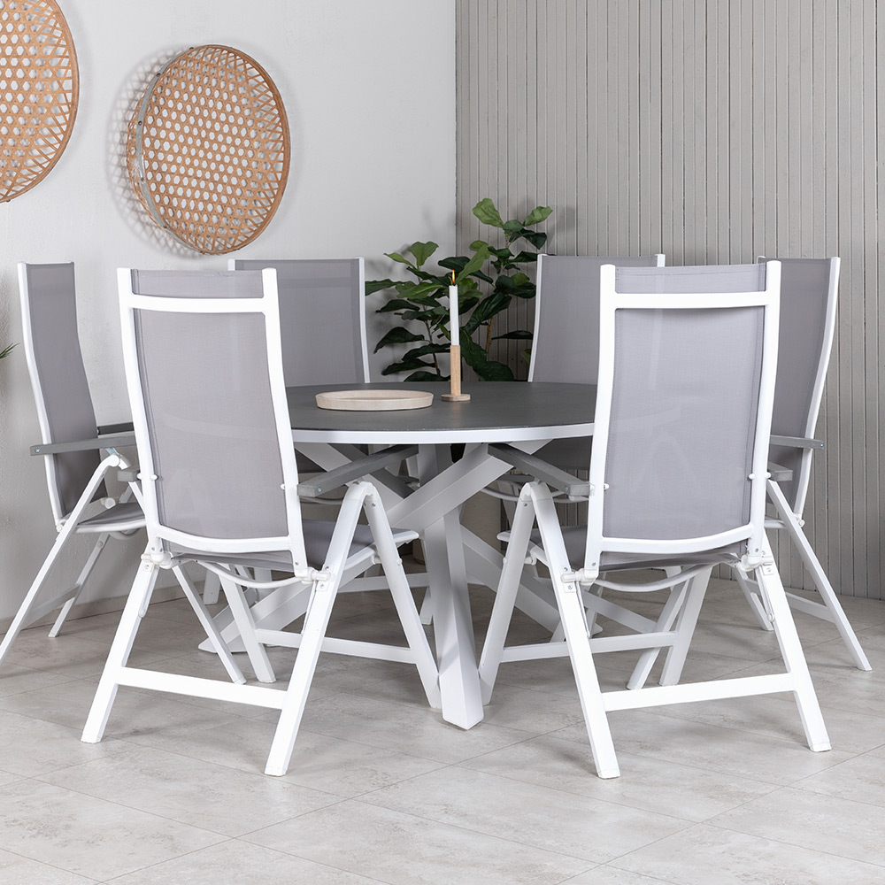 Matgrupp Venture Home Copacabana med 6 Aleyna Positionsstolar med Högt Ryggstöd