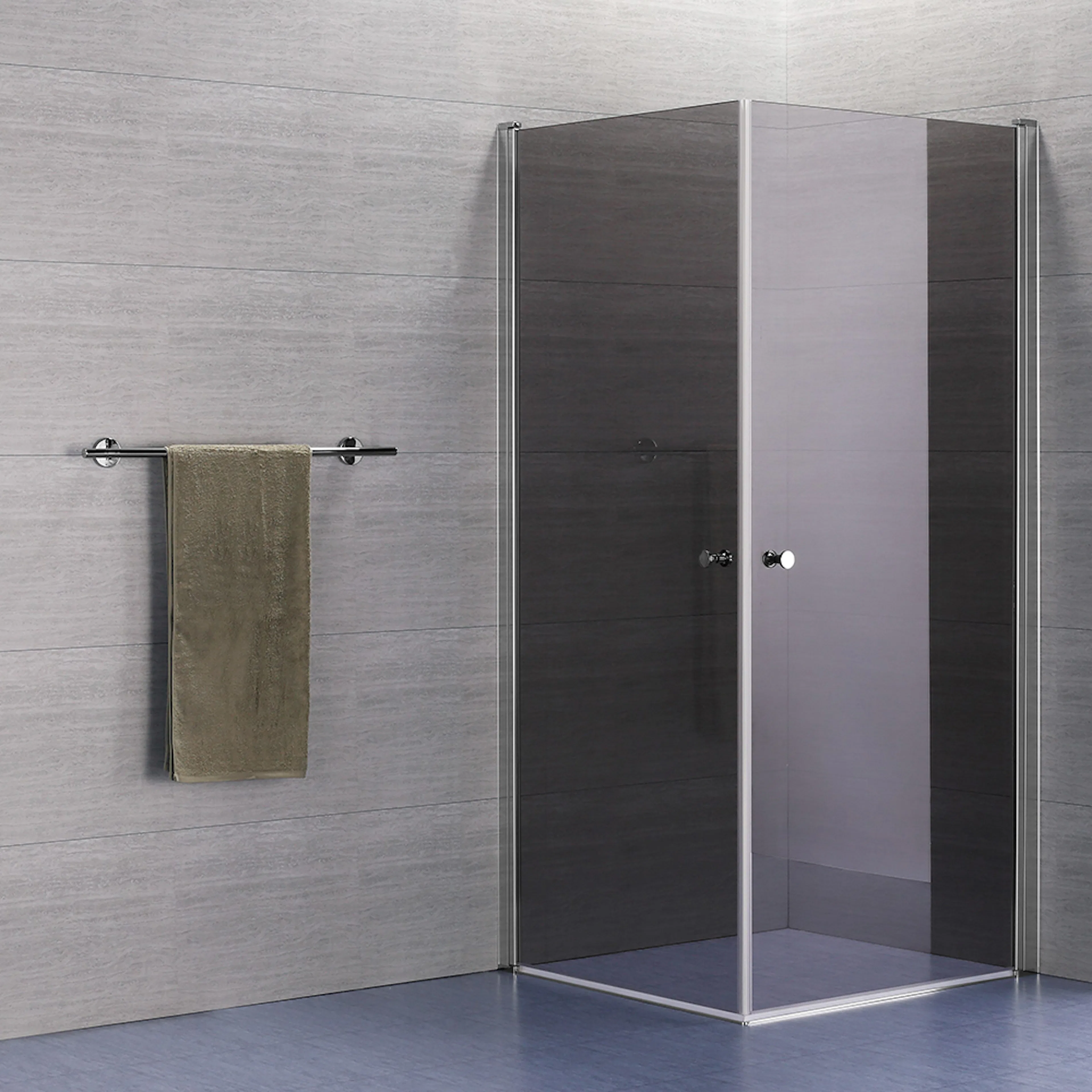 DHÖRN LUSSO1 HT1 RAK 80X80 GR LxB: 800x800 mm, Gråtonat glas, Handtag 1