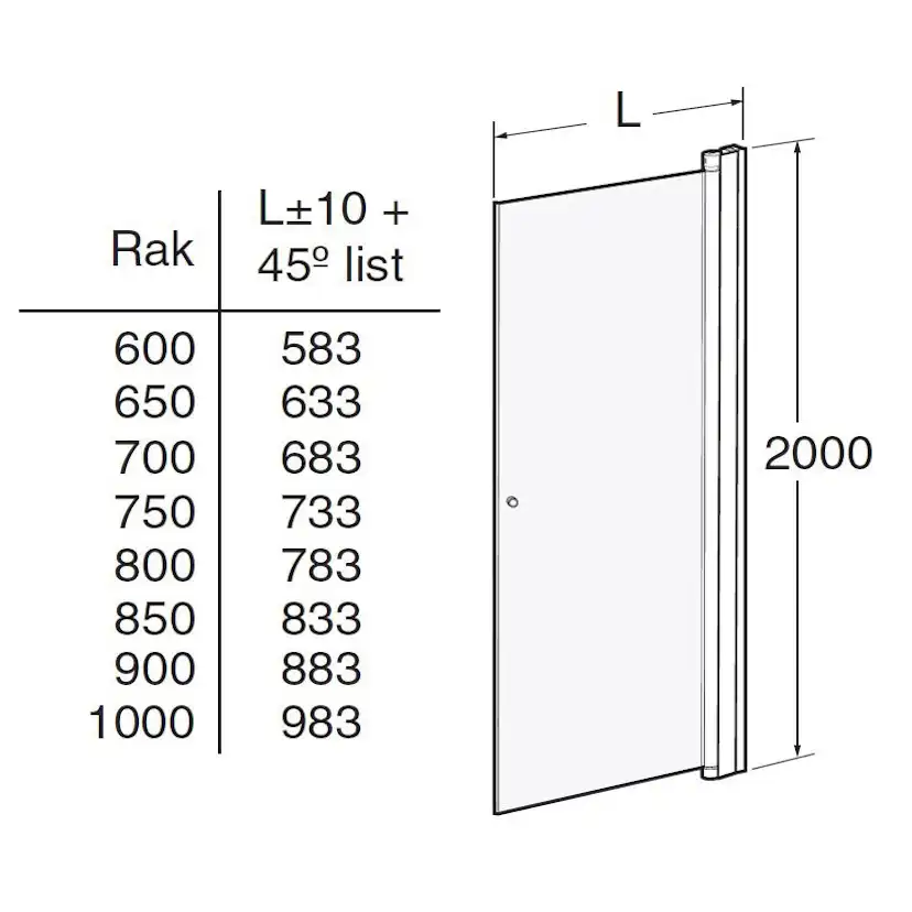 Duschdörr Contura Shower Space Rak SPNK