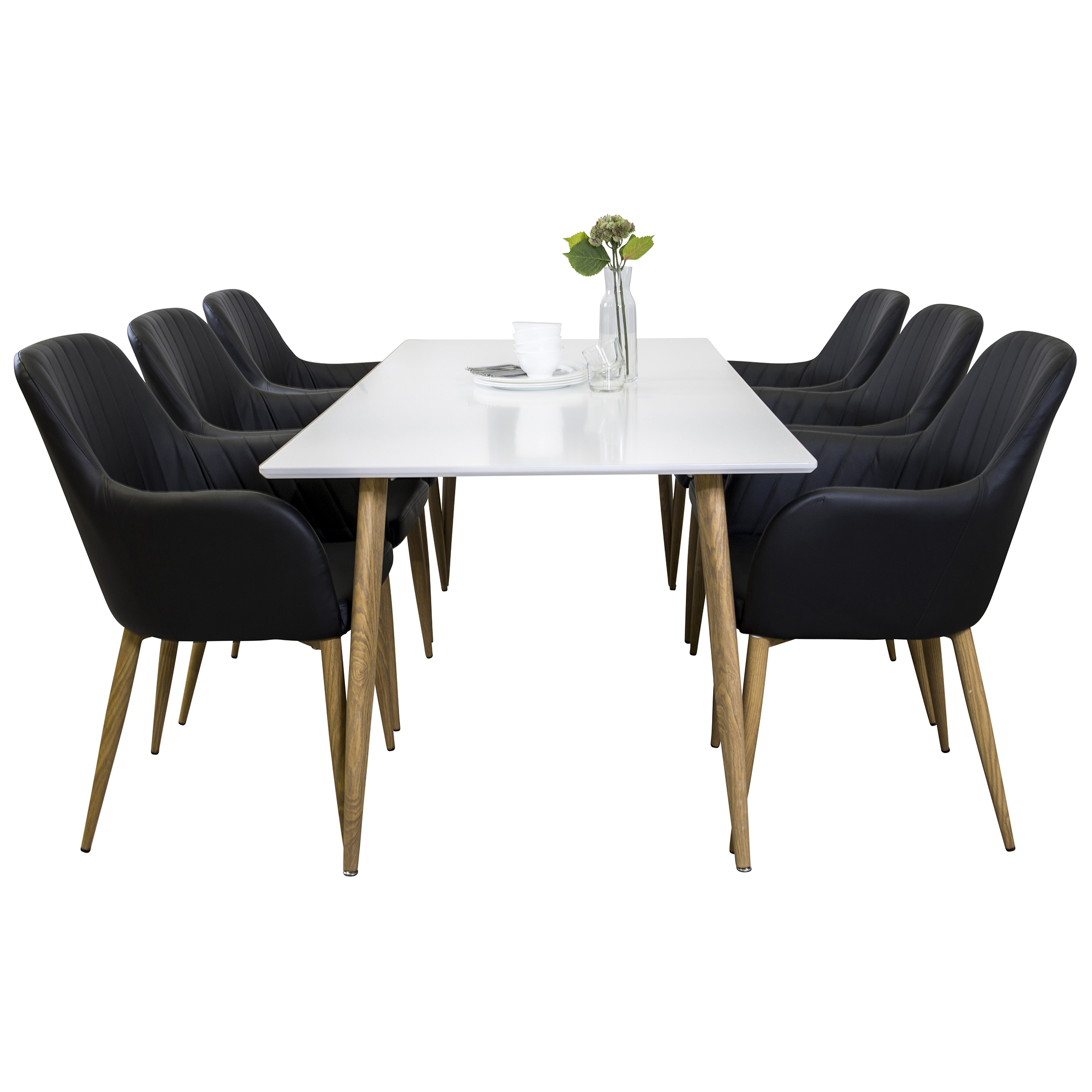 Matgrupp Venture Home Pobbie Vit med 6 Corina Stolar Konstläder
