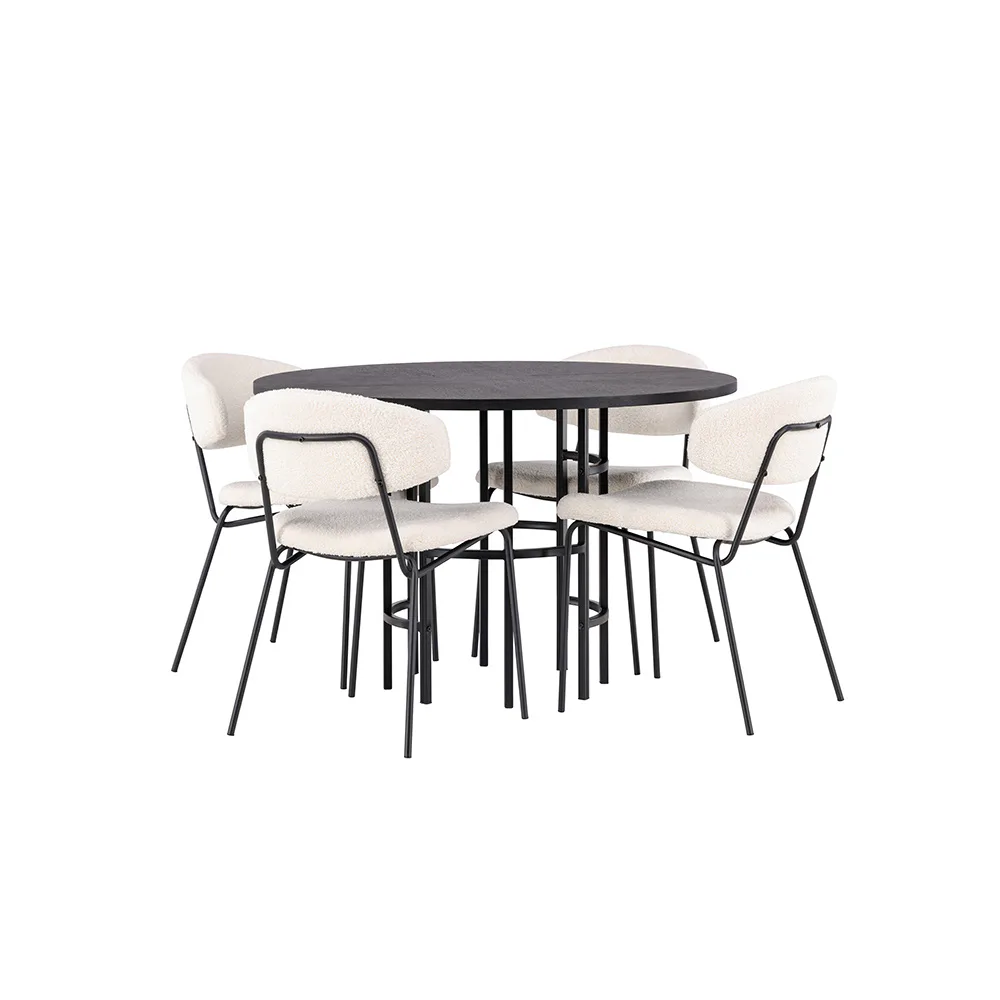 Matgrupp Venture Home Copenhagen Ø 115 cm med 4 Chico Stolar