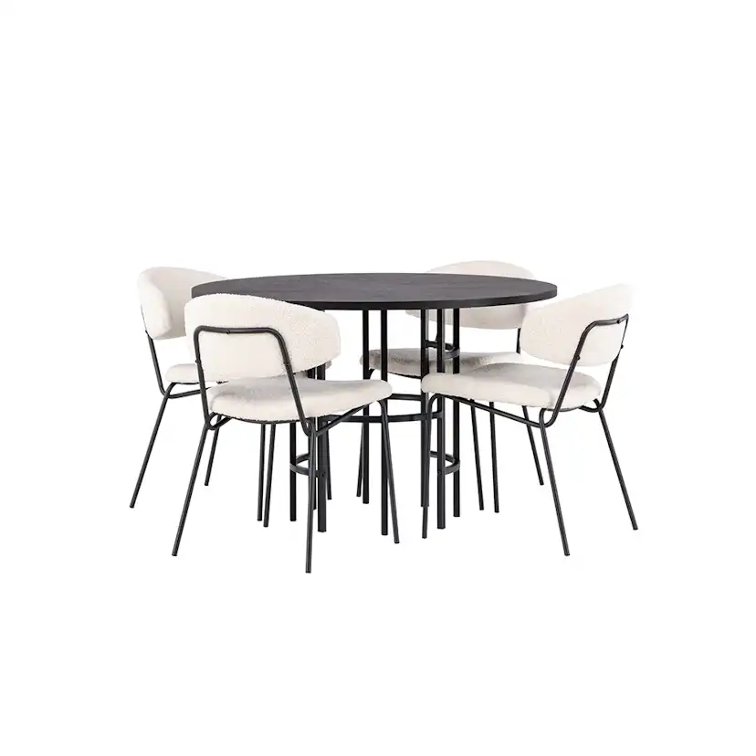 Matgrupp Venture Home Copenhagen Ø 115 cm med 4 Chico Stolar