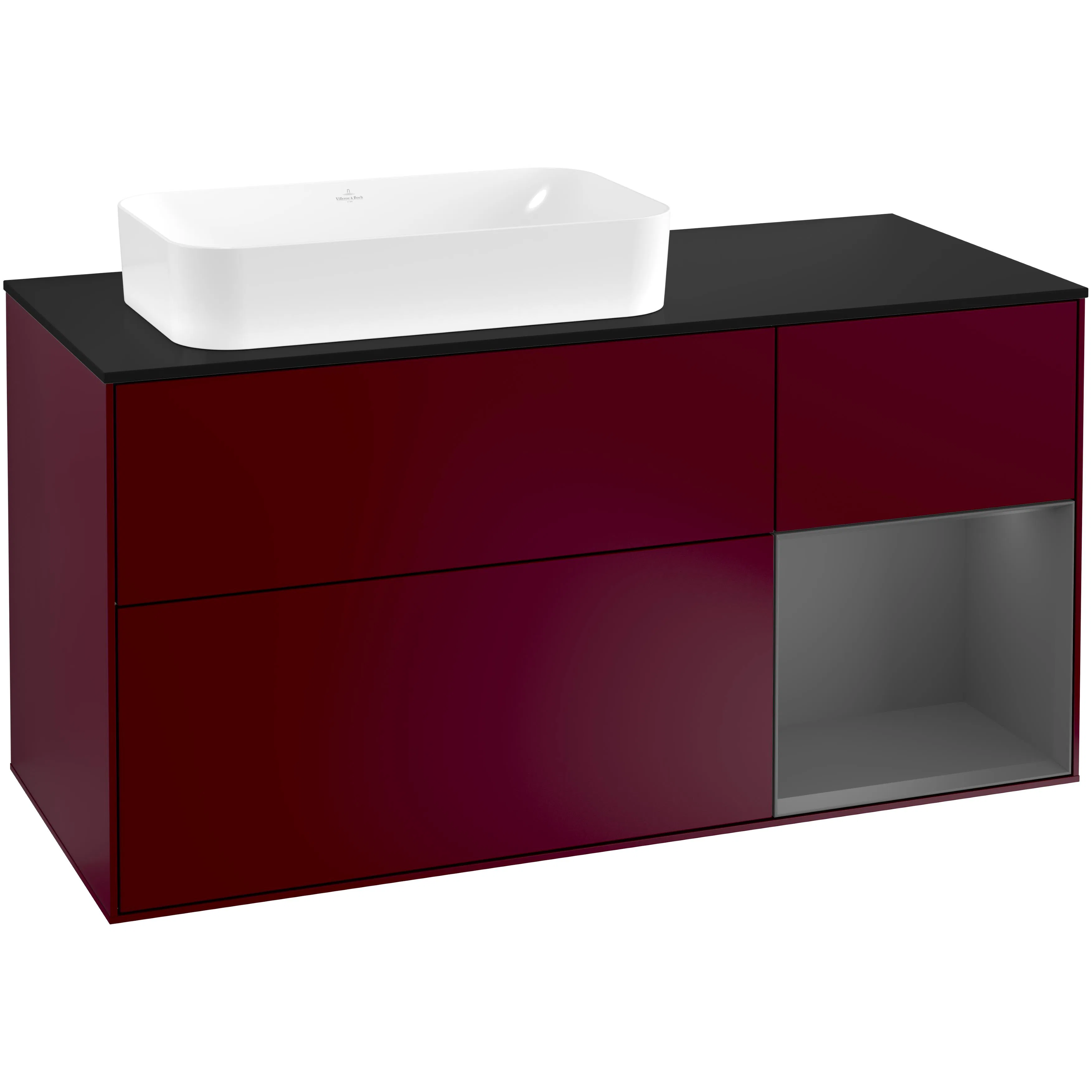 Tvättställsskåp Villeroy & Boch Finion med 3 Lådor Hylla och Bänkskiva för Ocentrerat Fristående Tvättställ
