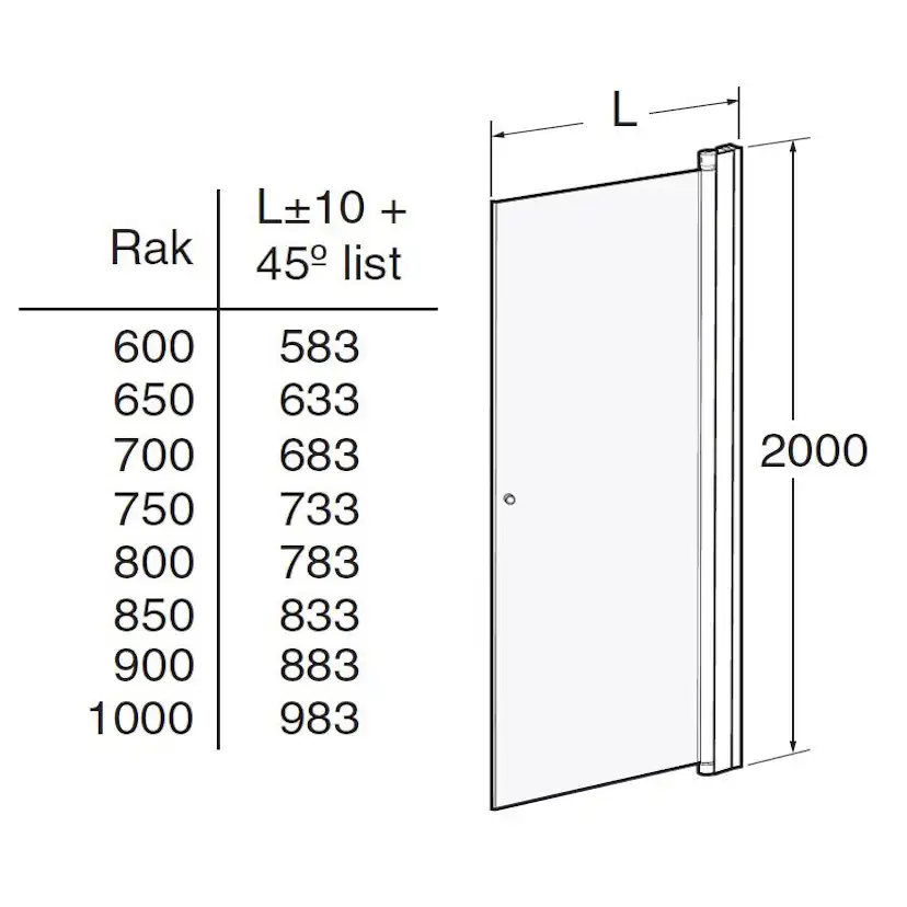 Duschdörr Contura Shower Space Rak SPNF med Knopp