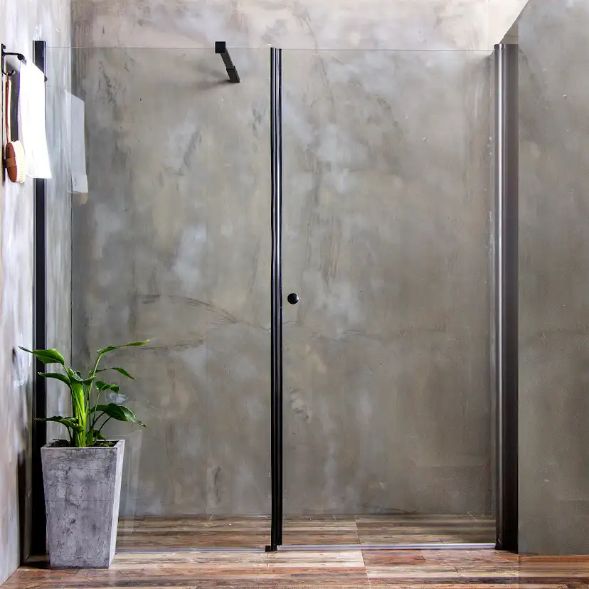 Duschdörr Bathlife Mångsidig Rak Vägg Klar glas + Rak Dörr Mellan Vägg Svart