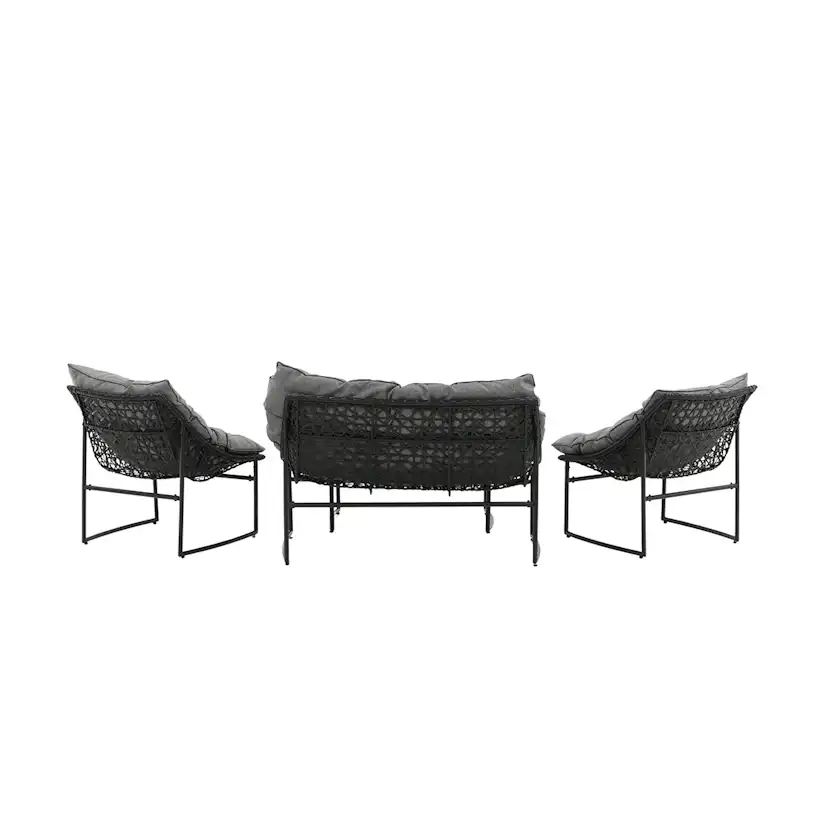 Loungeset Venture Home Ture Soffgrupp Svart med Dynor Utomhus
