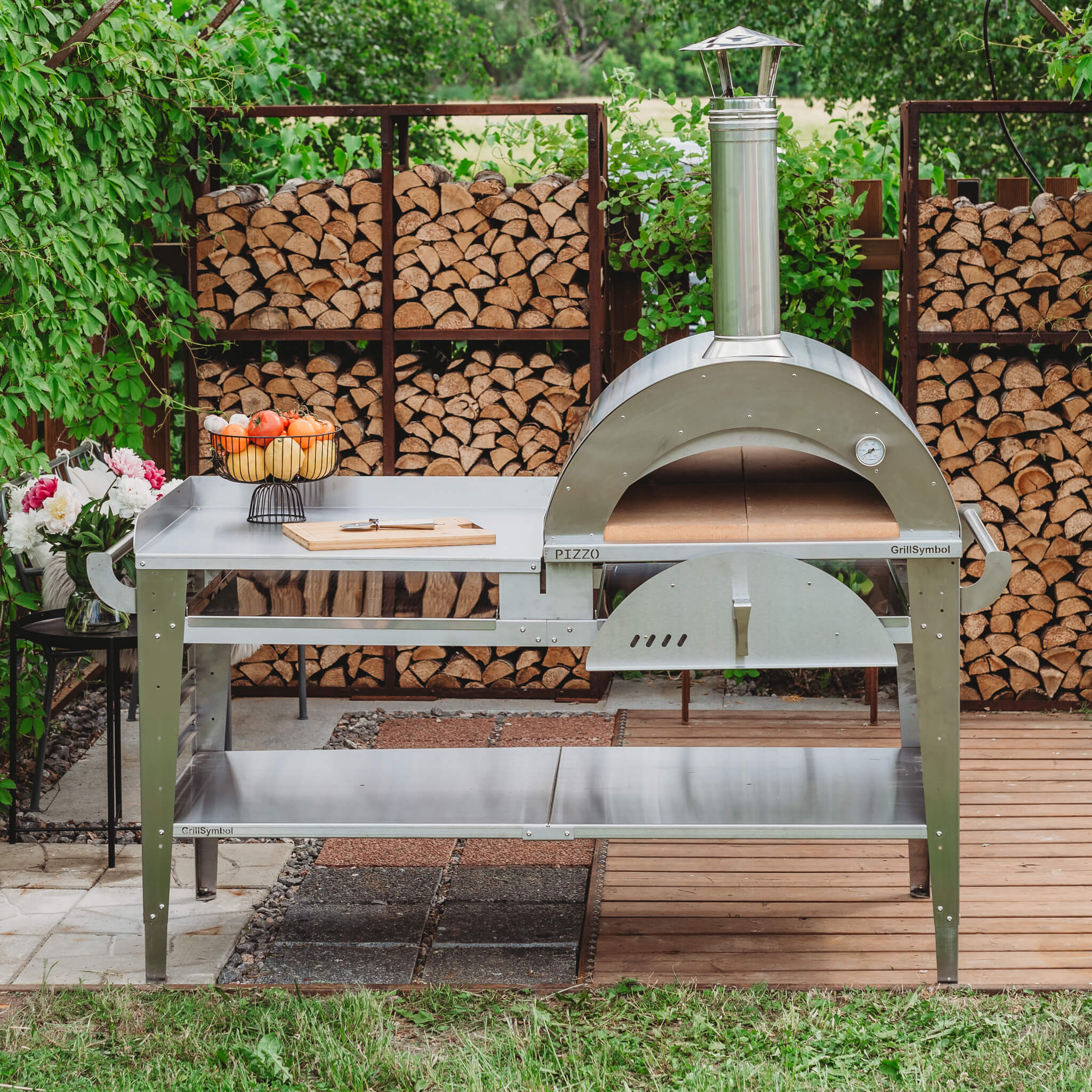 Pizzaugn GrillSymbol Pizzo med Pizzabord XL Inox