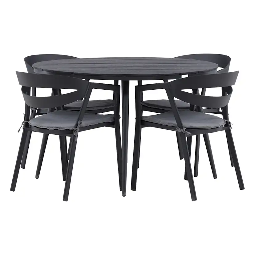 Matgrupp Venture Home Break Ø120 med 4 Slit Stapelstolar