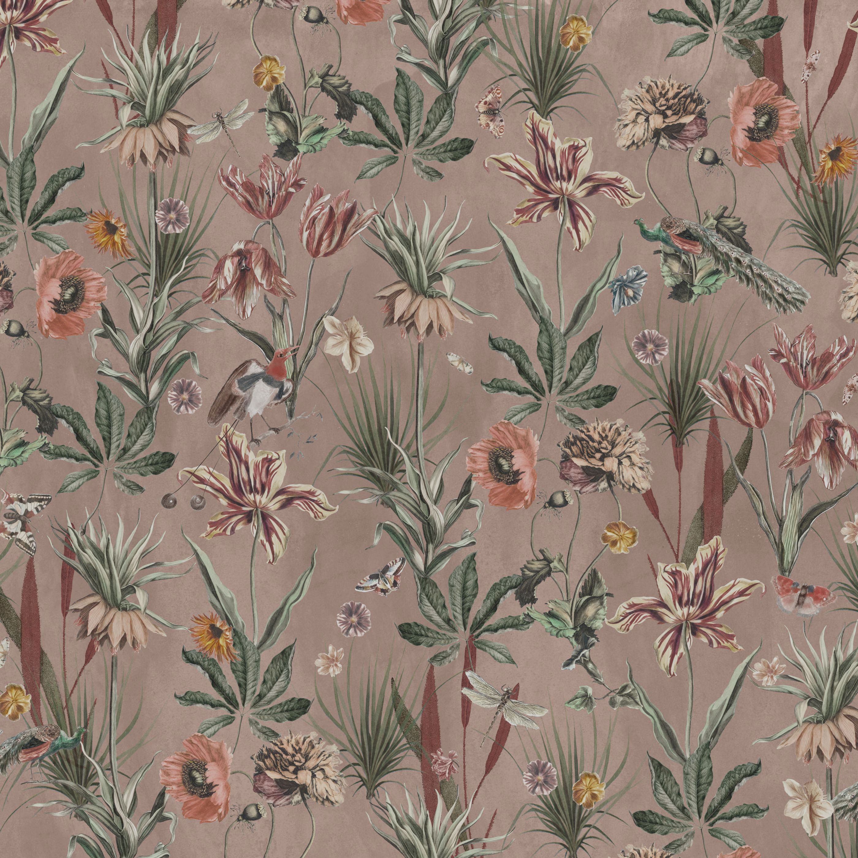 Fototapet/Non-woven/Ljusa Blommor/Flerfärgad/2,8mx300cm Ljusbrun/Grön