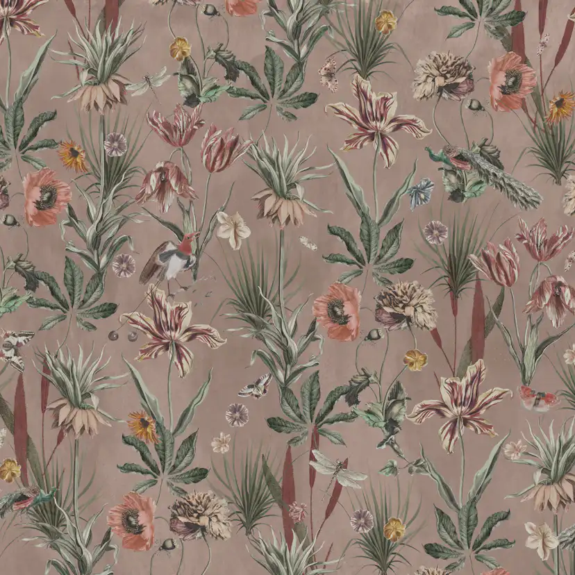 Fototapet/Non-woven/Ljusa Blommor/Flerfärgad/2,8mx300cm Ljusbrun/Grön