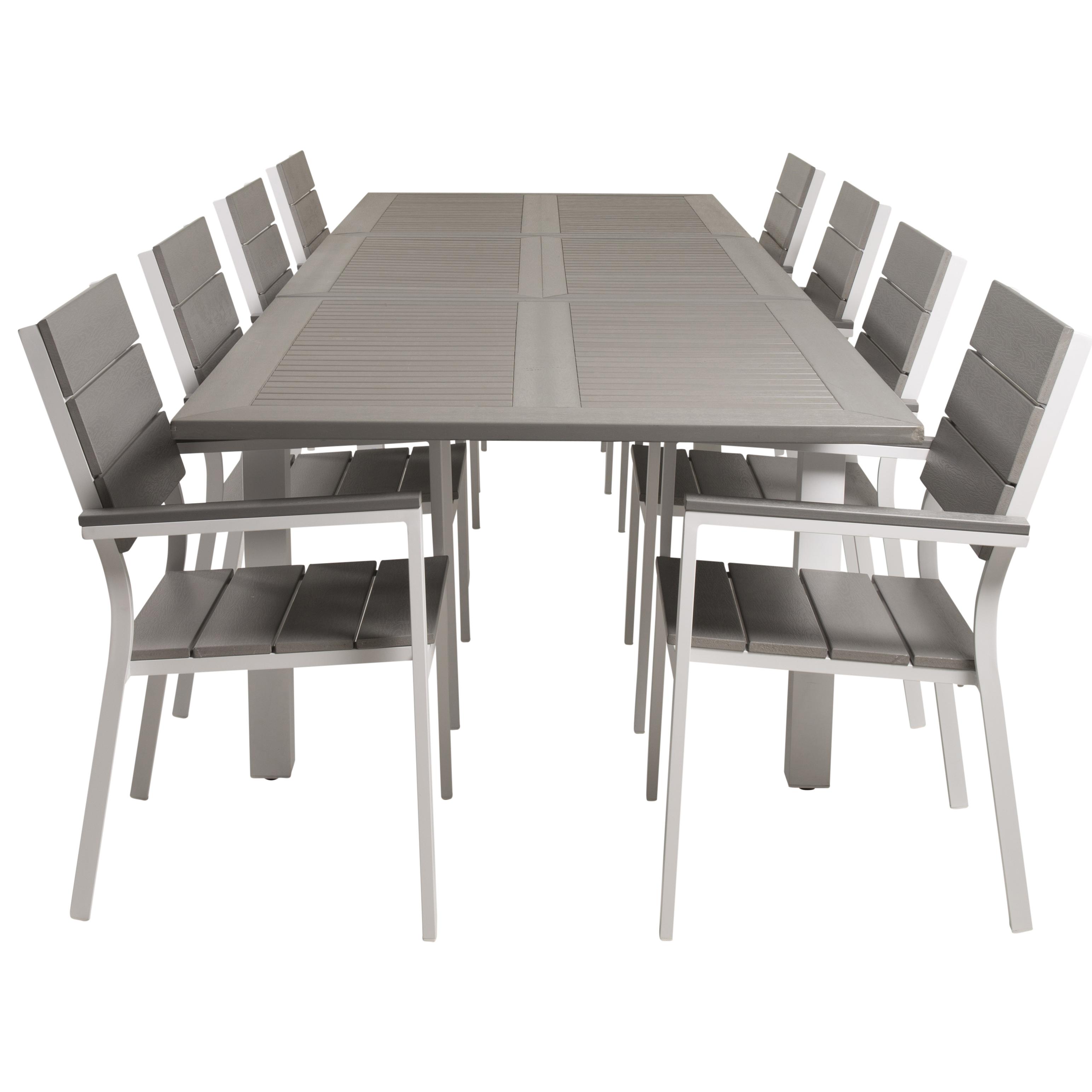 Albany bord 224/324*100-Vit Alu/Grå+Levels stolVit Alu/Grå8 Vit/Grå