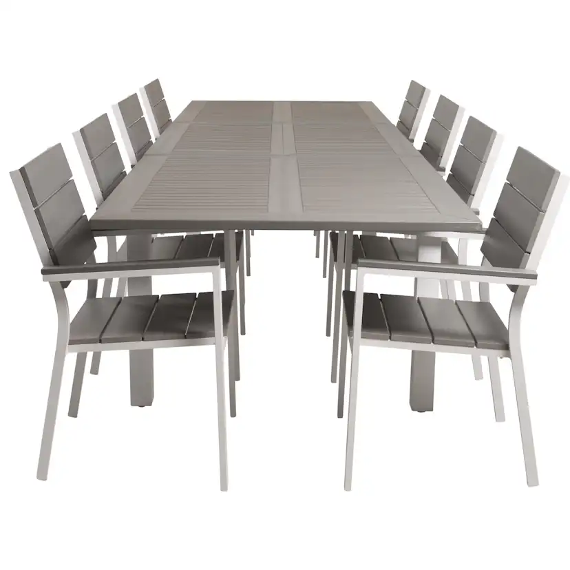Albany bord 224/324*100-Vit Alu/Grå+Levels stolVit Alu/Grå8 Vit/Grå
