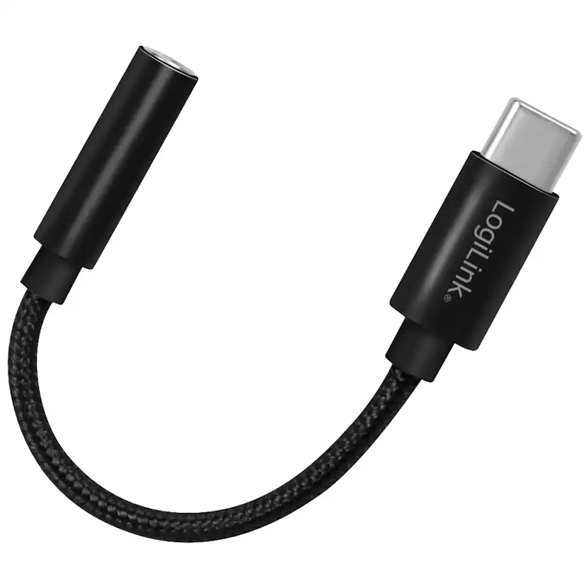 USB-C 3,5mm-ljudadapter LogiLink Med DAC 13cm Nylonkabel