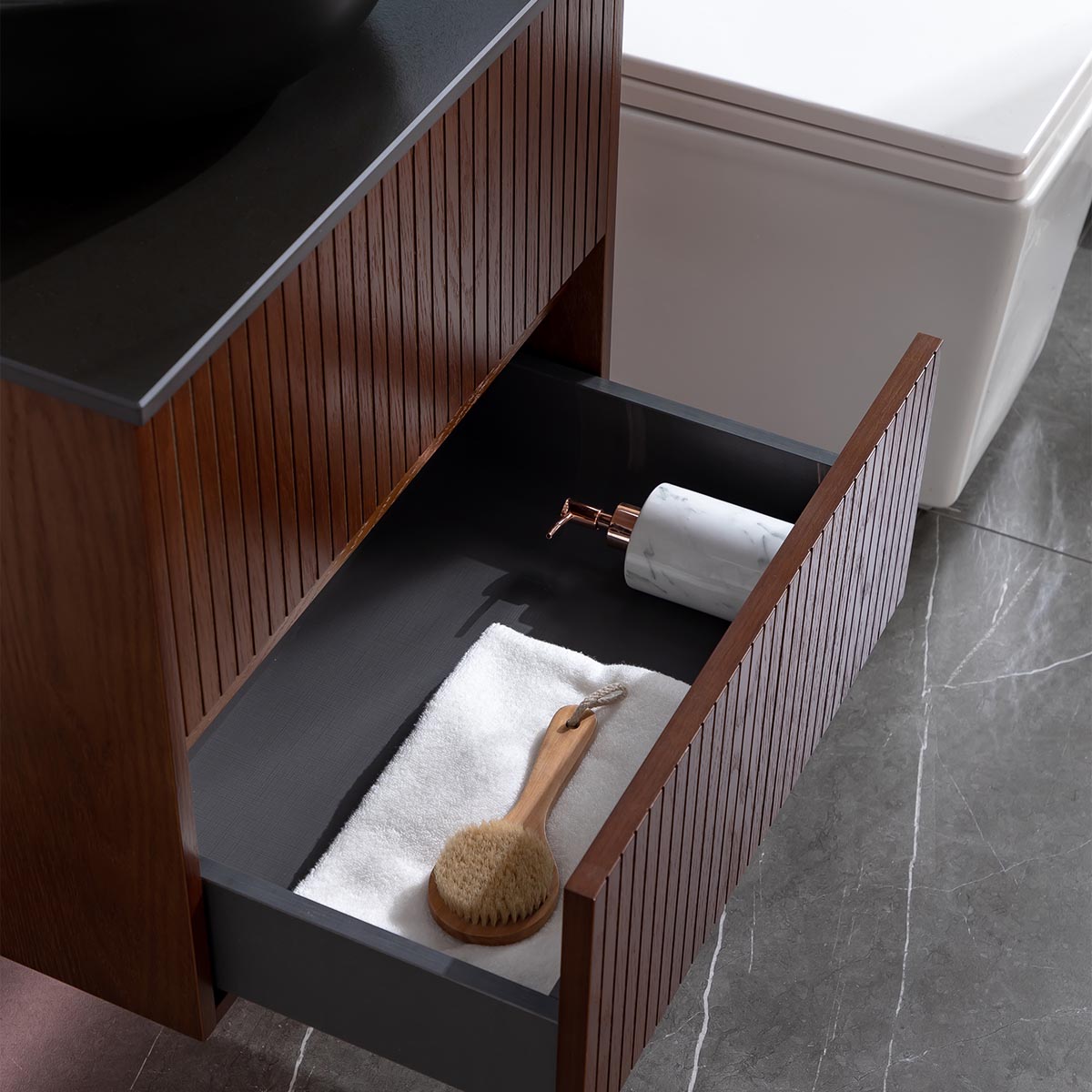 Washbasin Cabinet Bathlife FÖRTJUST 60 Brown oak Bredd: 600 mm