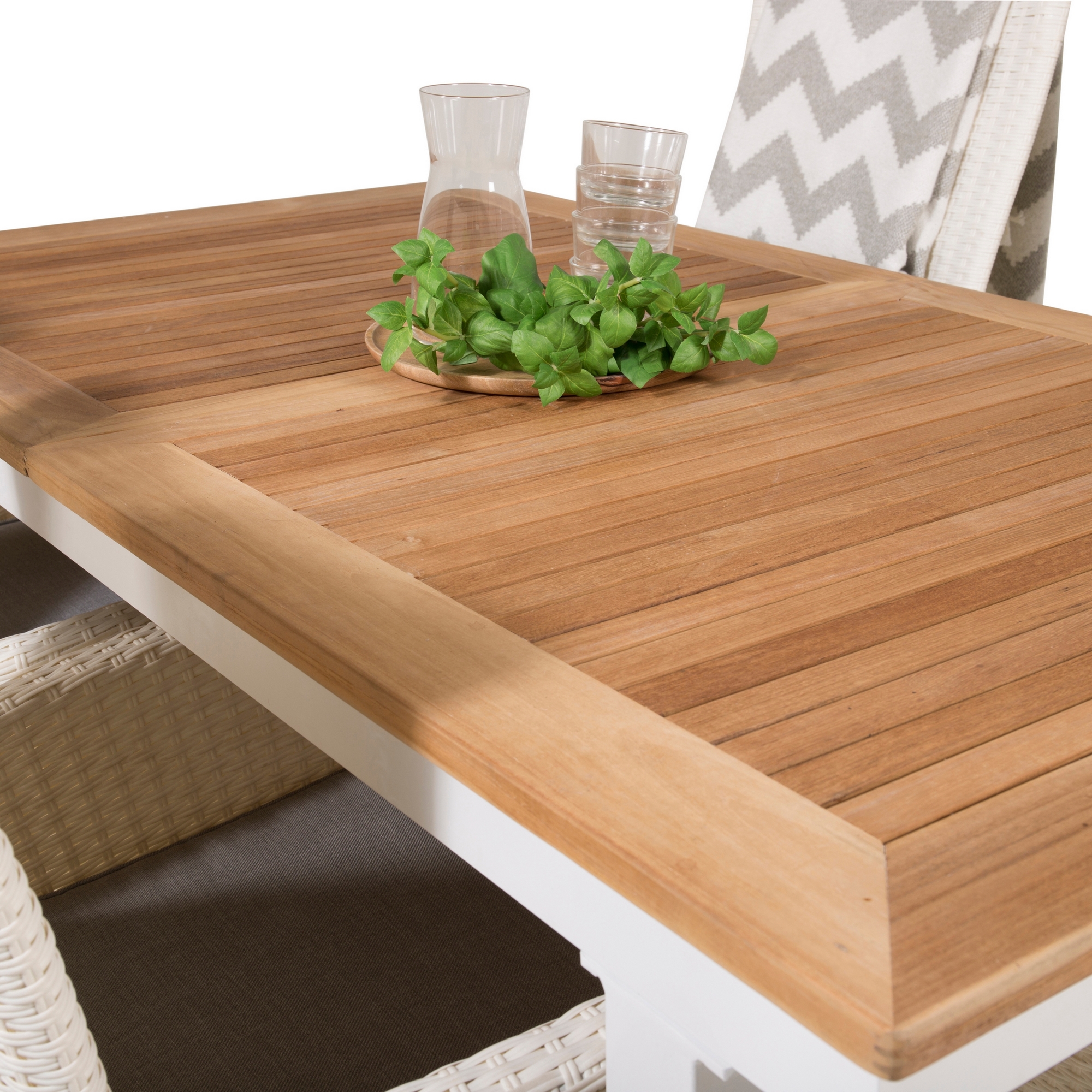 Panama Dining Table 160/240*90 - White Alu / Teak+Padova Arm Blanka Ben