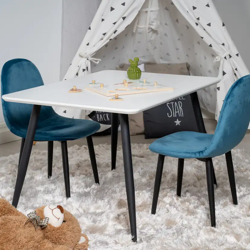 Polar Dining Table 80*60 XXS - White / Black+Polar dining Ch Blå/Svart