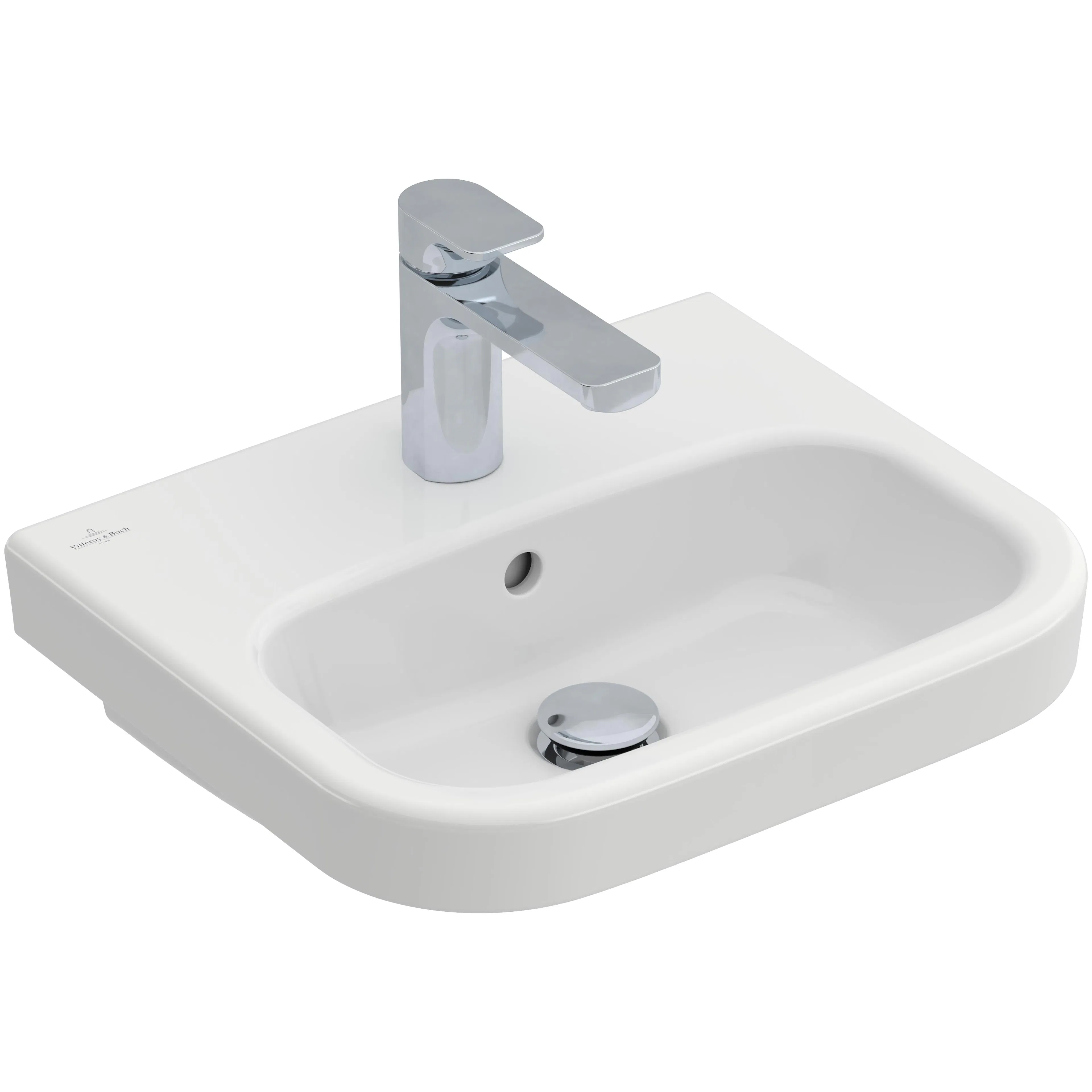 Tvättställ villeroy & Boch Architectura 437345R1 Vit Alpin CeramicPlus, Med Bräddavlopp, 450 mm, för Enhålsblandare