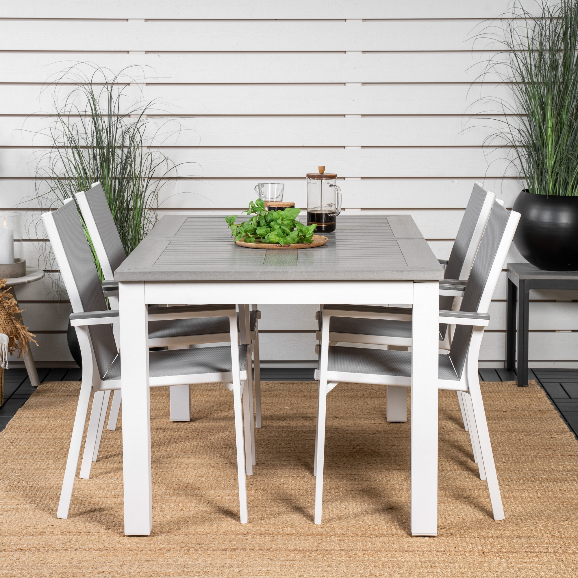 Albany Dining Table 152/210*90 - White Alu / Grey Aintwood+P Vit/Grå