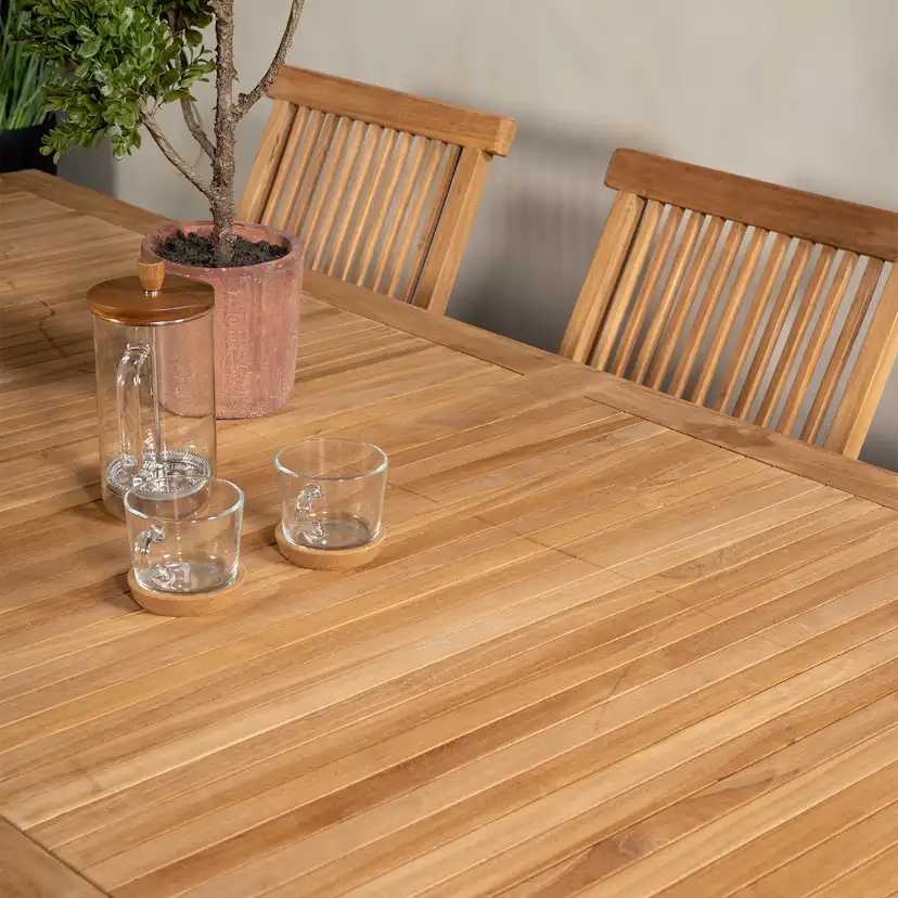 Matgrupp Venture Home Kenya 220x100 Teak med 6 Fällbara Stolar