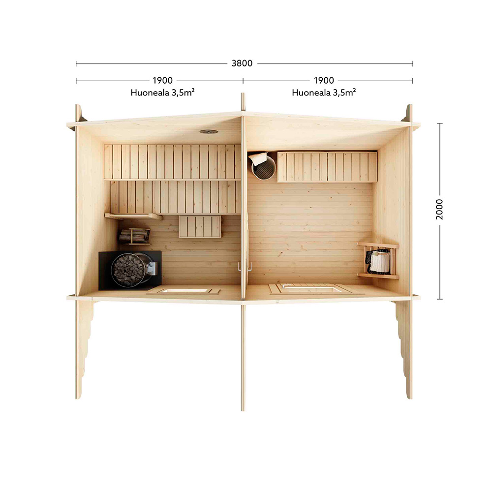 Bastu Luoman Lillevilla Kulovesi 7,6 m² Fristående Utebastu i Trä