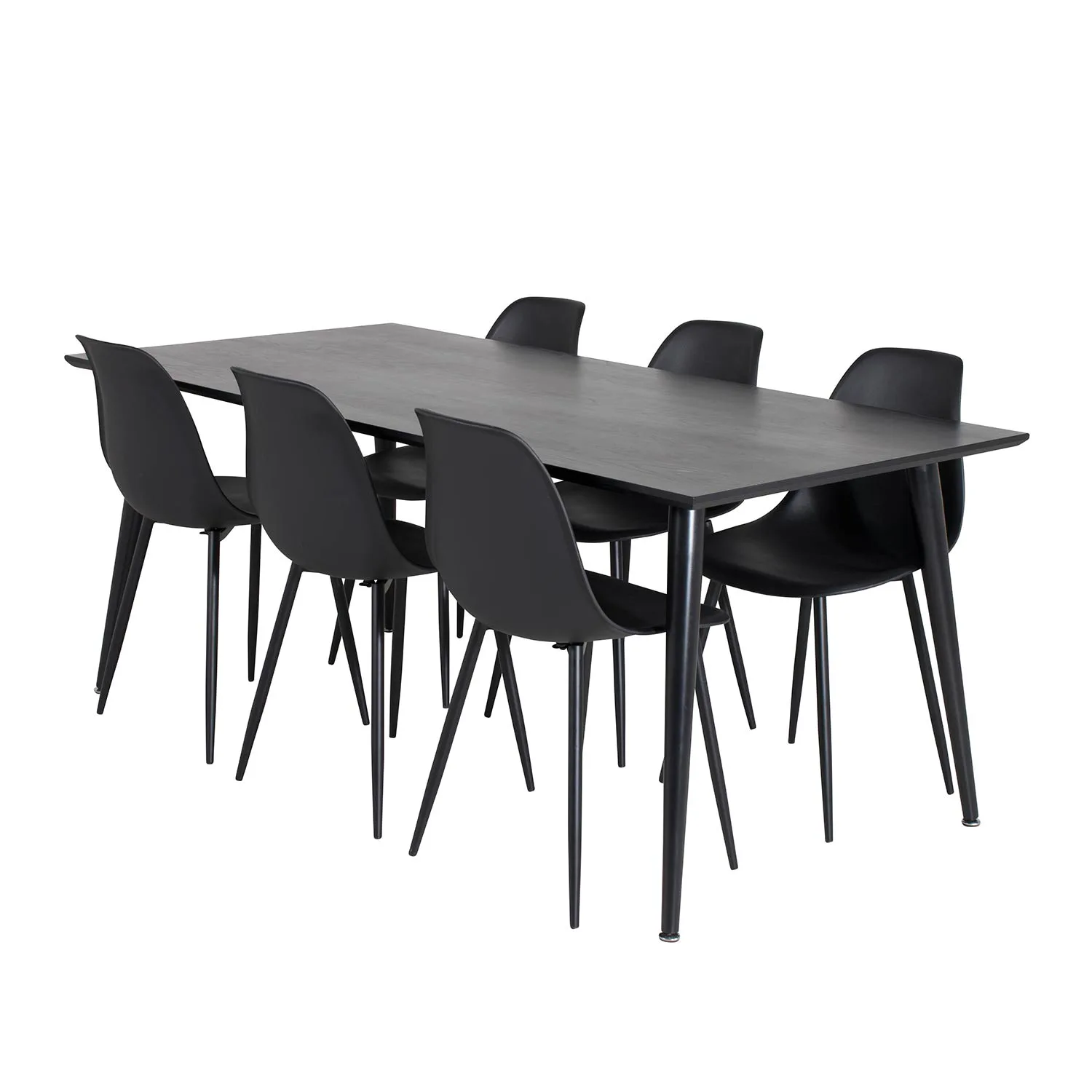 DippTable -Black Veneer/Polar Plastic Chair -Black_6 Svart/Svart