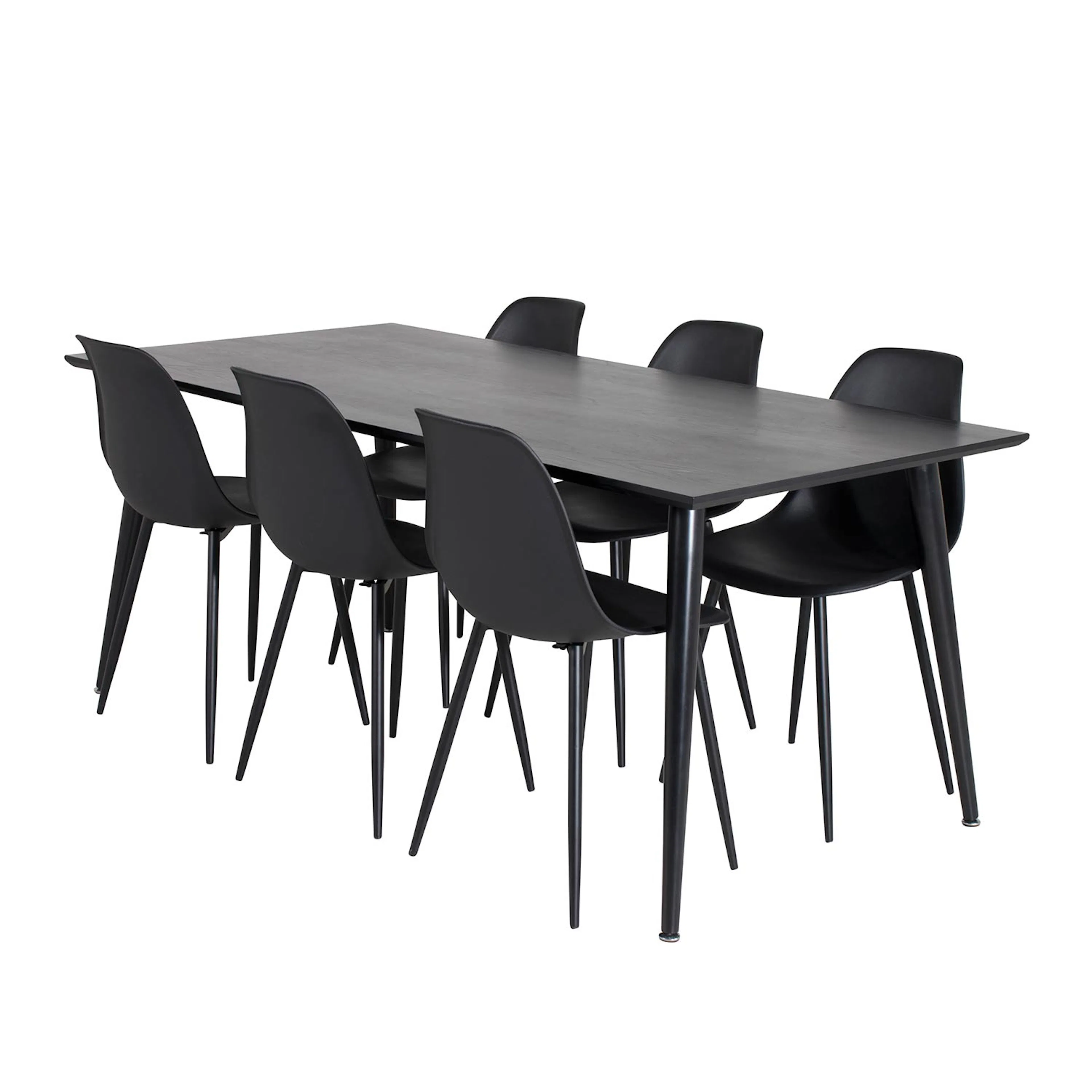 DippTable -Black Veneer/Polar Plastic Chair -Black_6 Svart/Svart