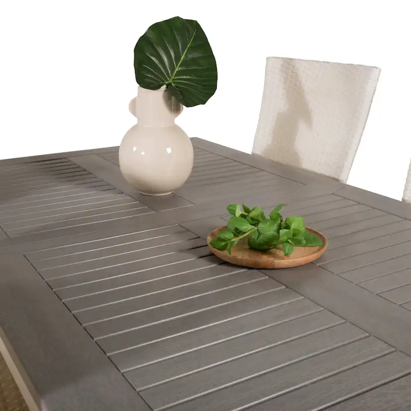 Albany Dining Table 152/210*90 - White Alu / Grey Aintwood+P Vit/Grå