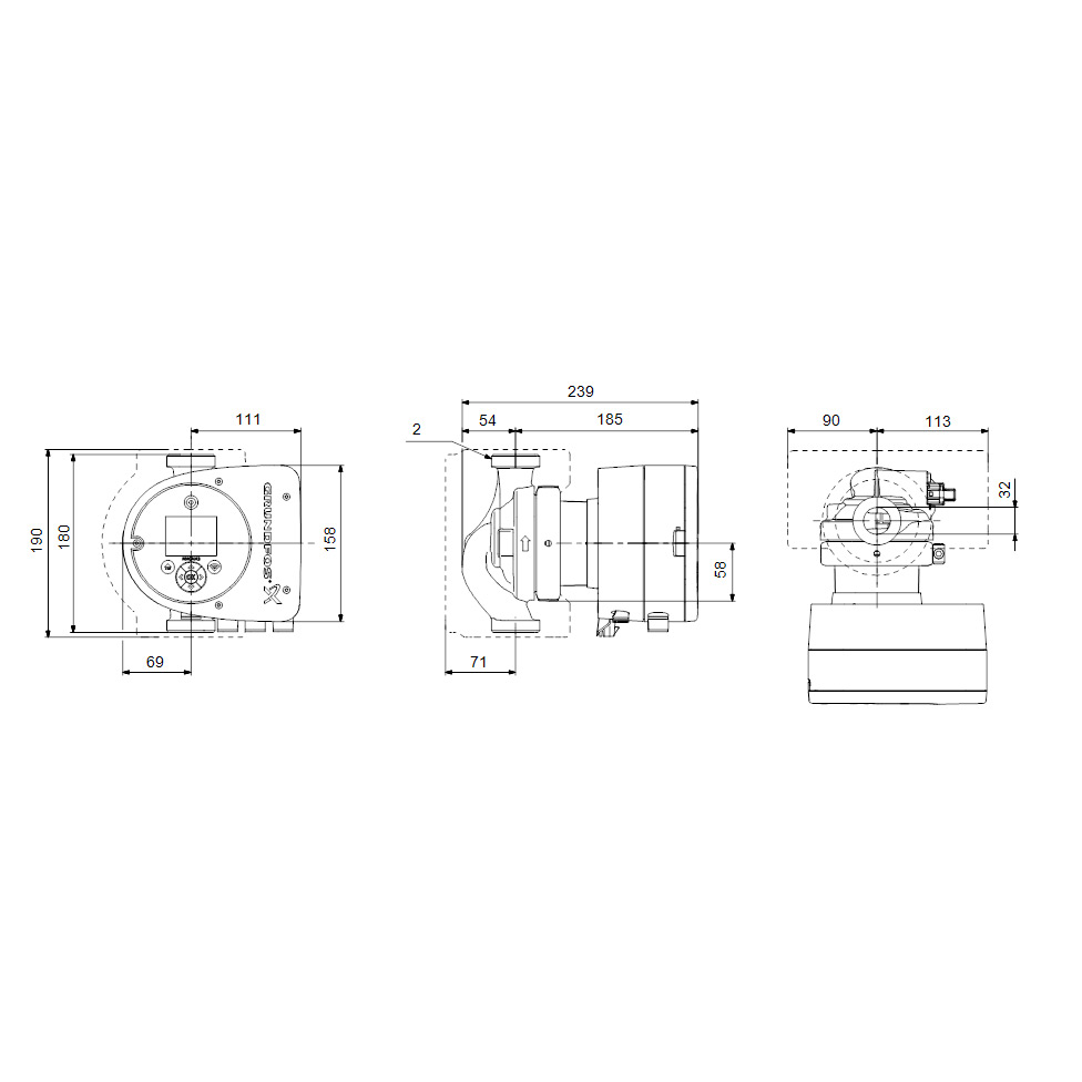 GRUNDFOS MAGNA3 32-80 N 180 VVC PN6/10 Modell: 32-80 N