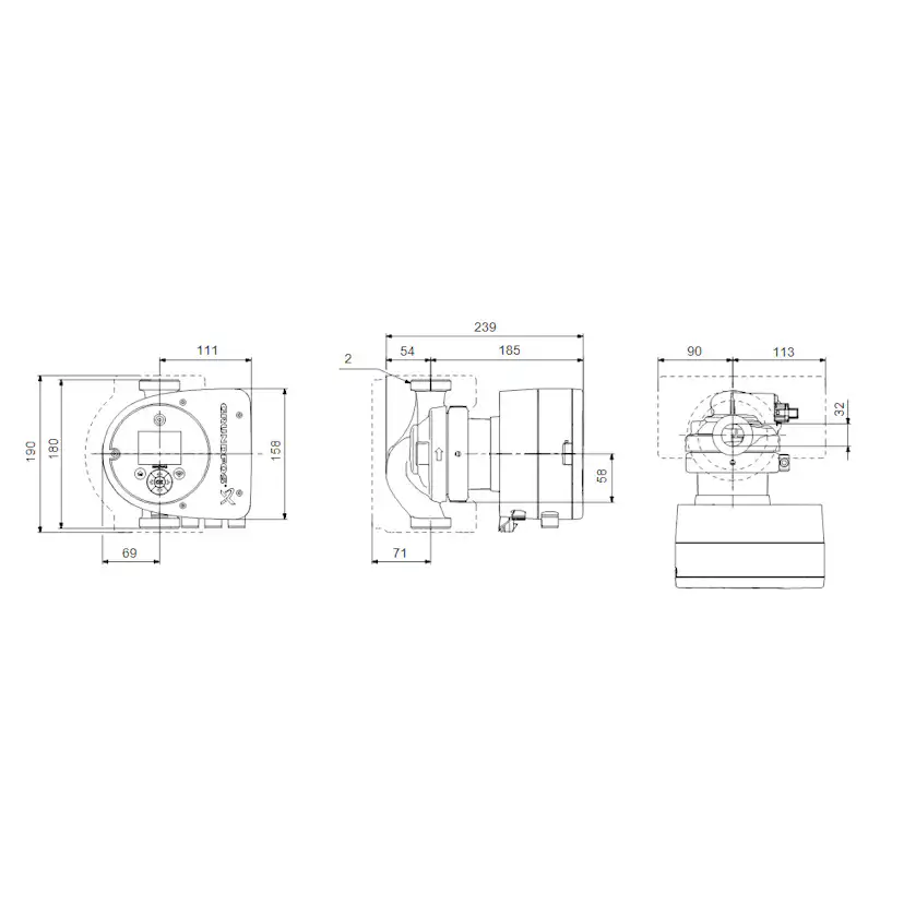 GRUNDFOS MAGNA3 32-80 N 180 VVC PN6/10 Modell: 32-80 N