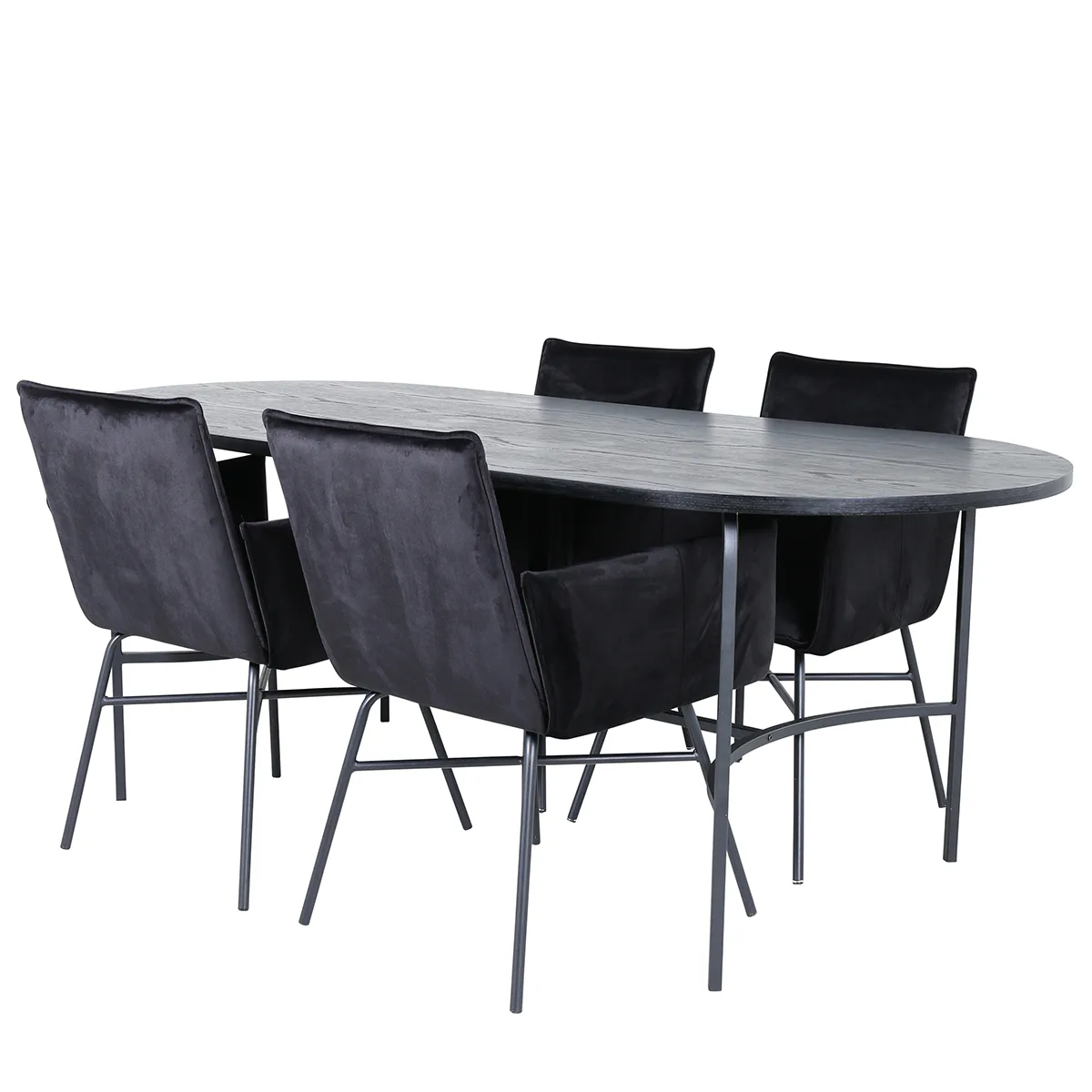 Skate Oval Dining Table - Black / Black Veneer+Pippi Chair Stolsben: Svarta