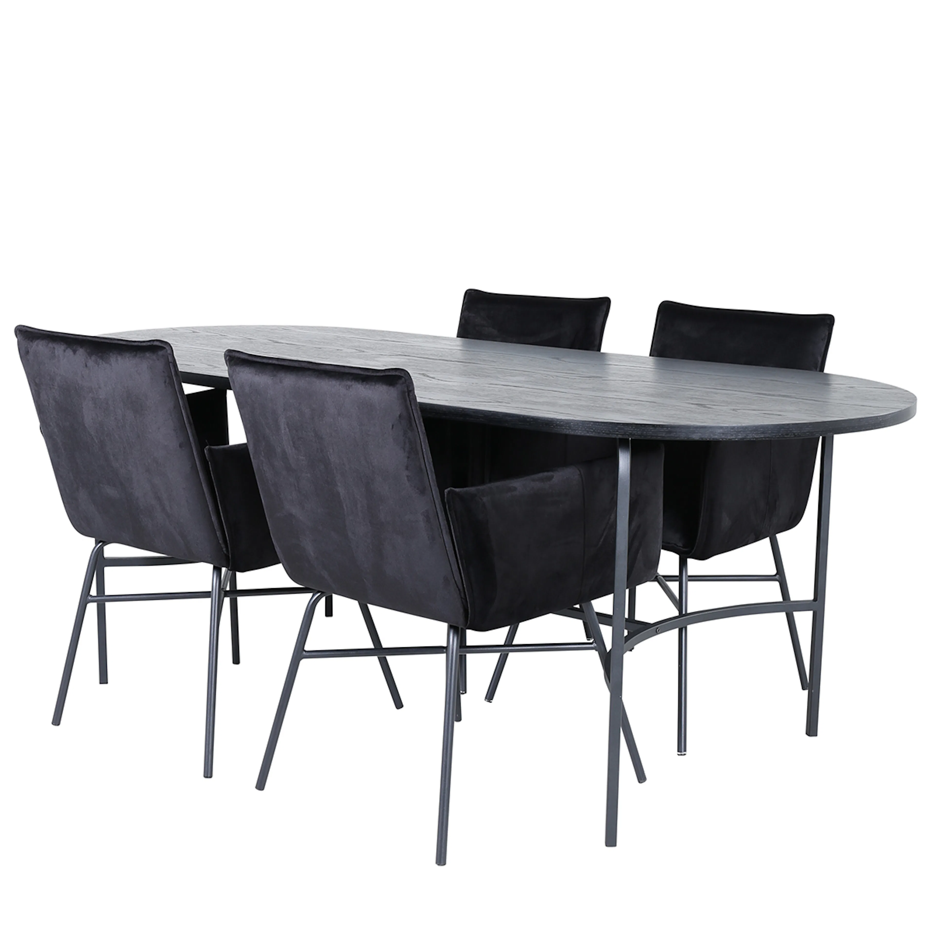 Skate Oval Dining Table  - Black / Black Veneer+Pippi Chair Stolsben: Svarta