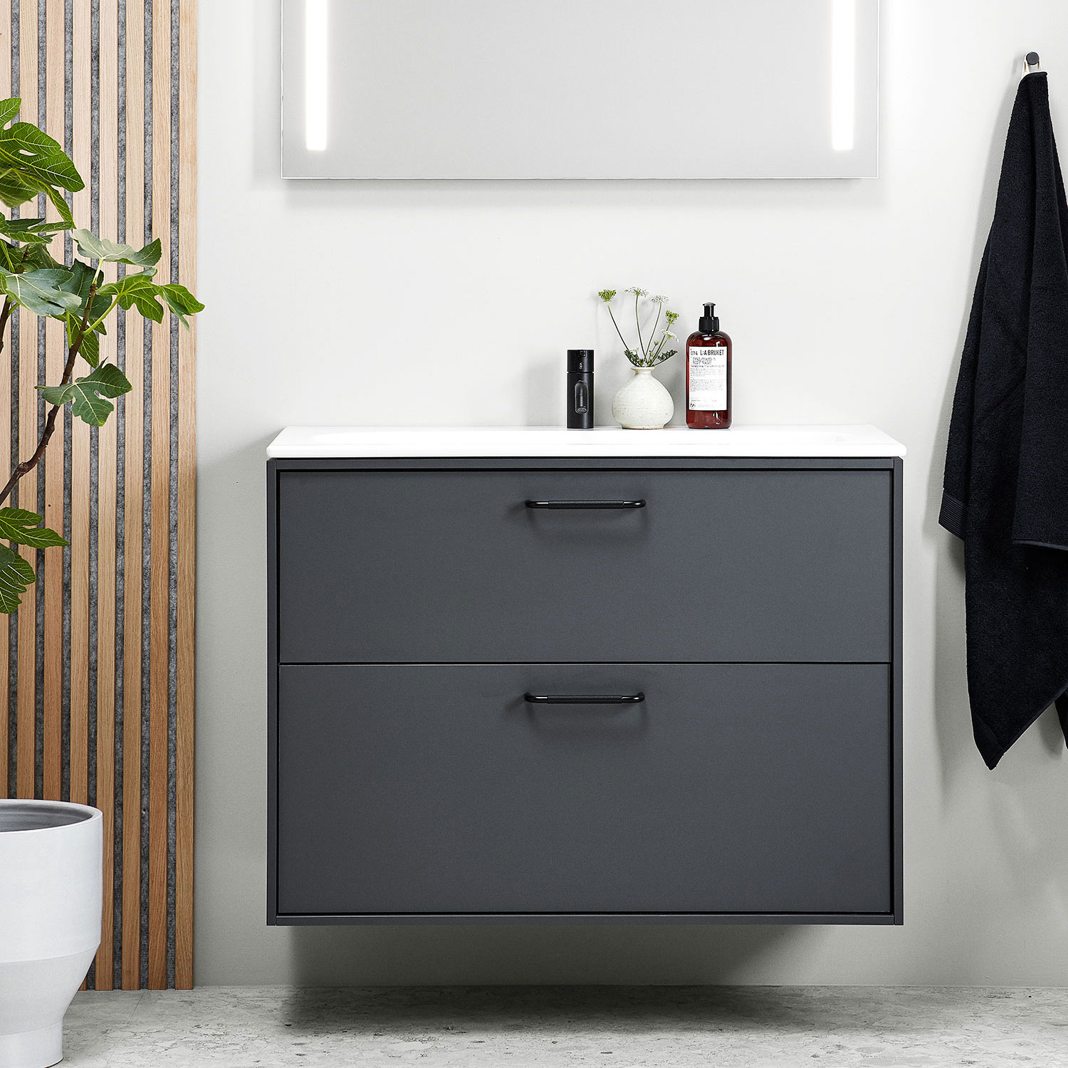 Tvättställsskåp Ifö Sense Art Smal Design 90 med 2 Lådor
