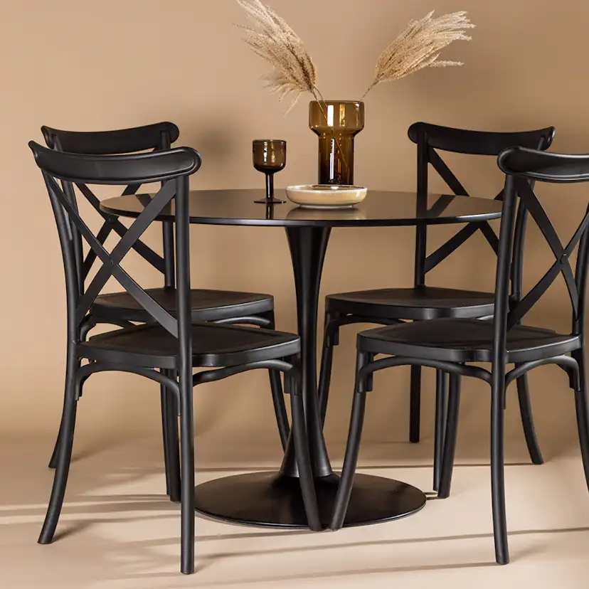 Matgrupp Venture Home Glade Ø 100 cm med 4 Crosett Stolar