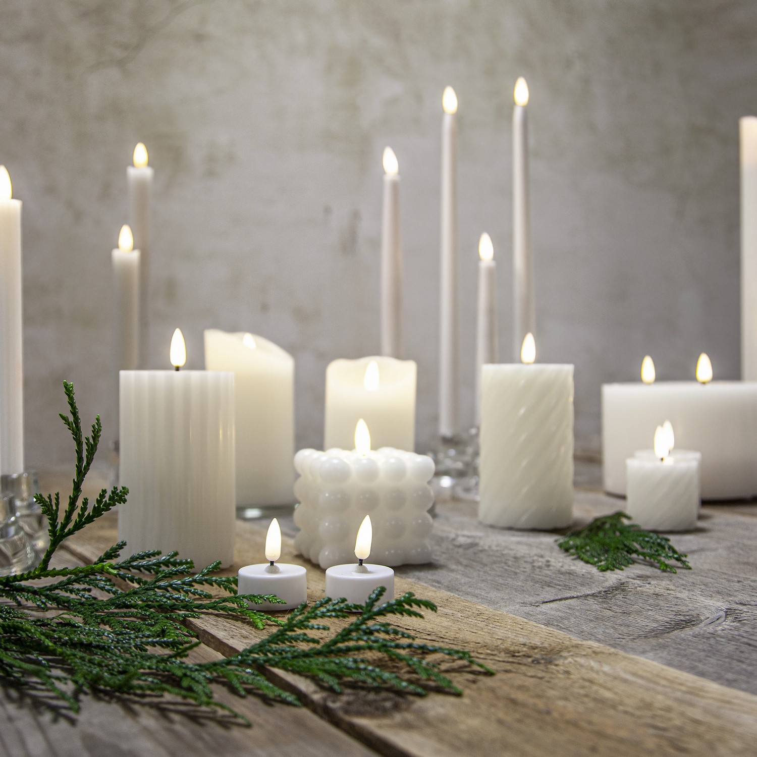 Antikljus Star Trading 2p Flamme Slim38  cm Vit