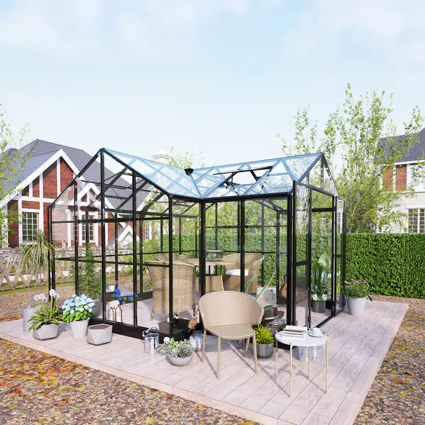 Växthus Metalcraft T-Format 12,4m² 4mm Säkerhetsglas & 6mm Kanalplast