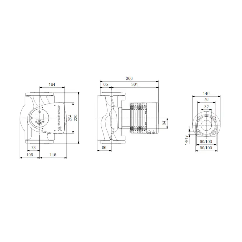 GRUNDFOS MAGNA3 32-120 F CIRKULATIONSPUMP Modell: 32-120 F