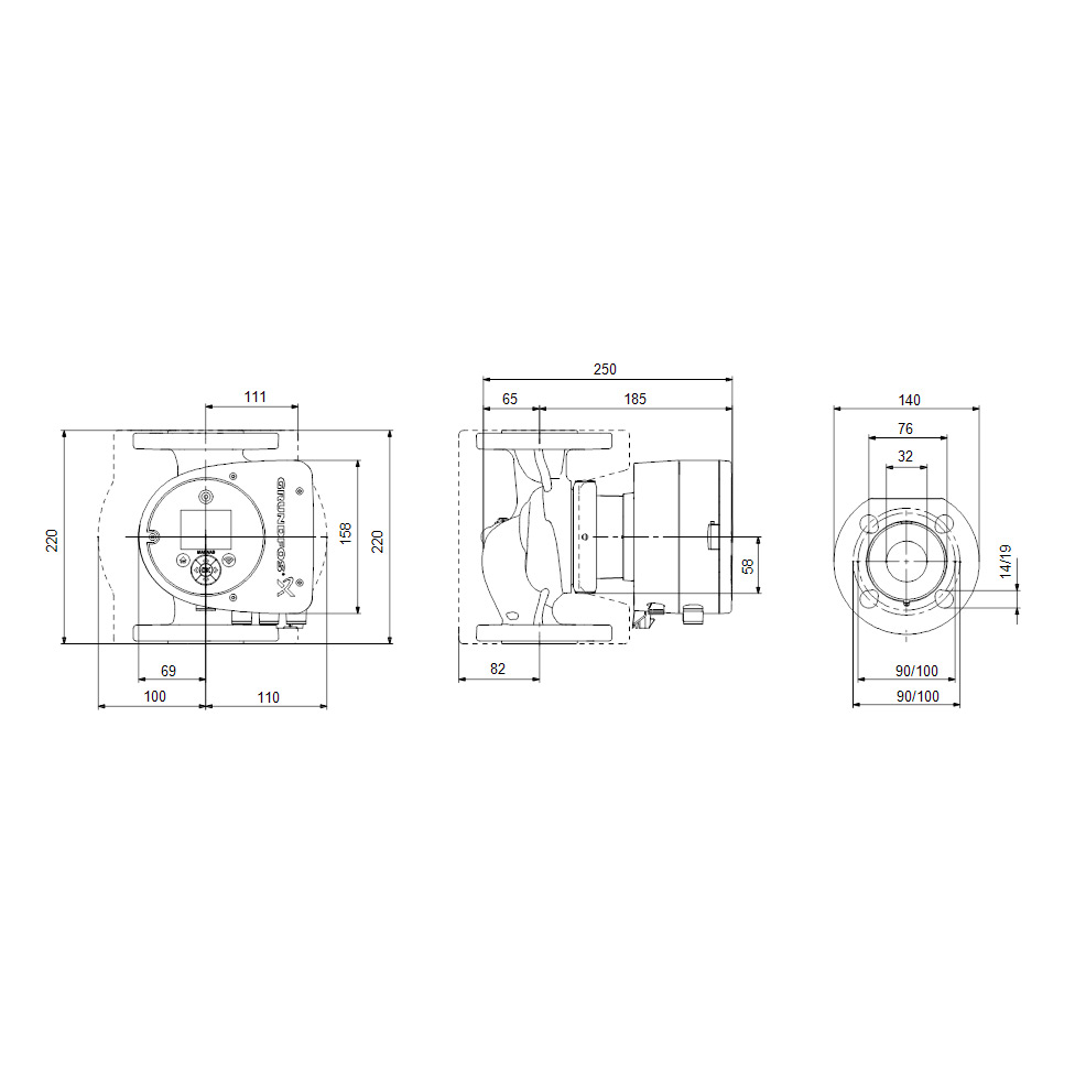 GRUNDFOS MAGNA3 32-60 F 220 (FLÄNSAD) CIRKULATIONSPUMP PN6/1 Modell: 32-60 F