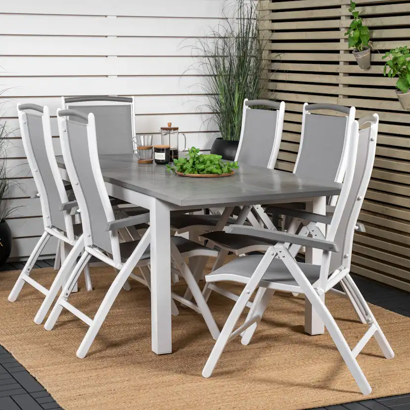 Albany Dining Table 152/210*90 - White Alu / Grey Aintwood+A Grå