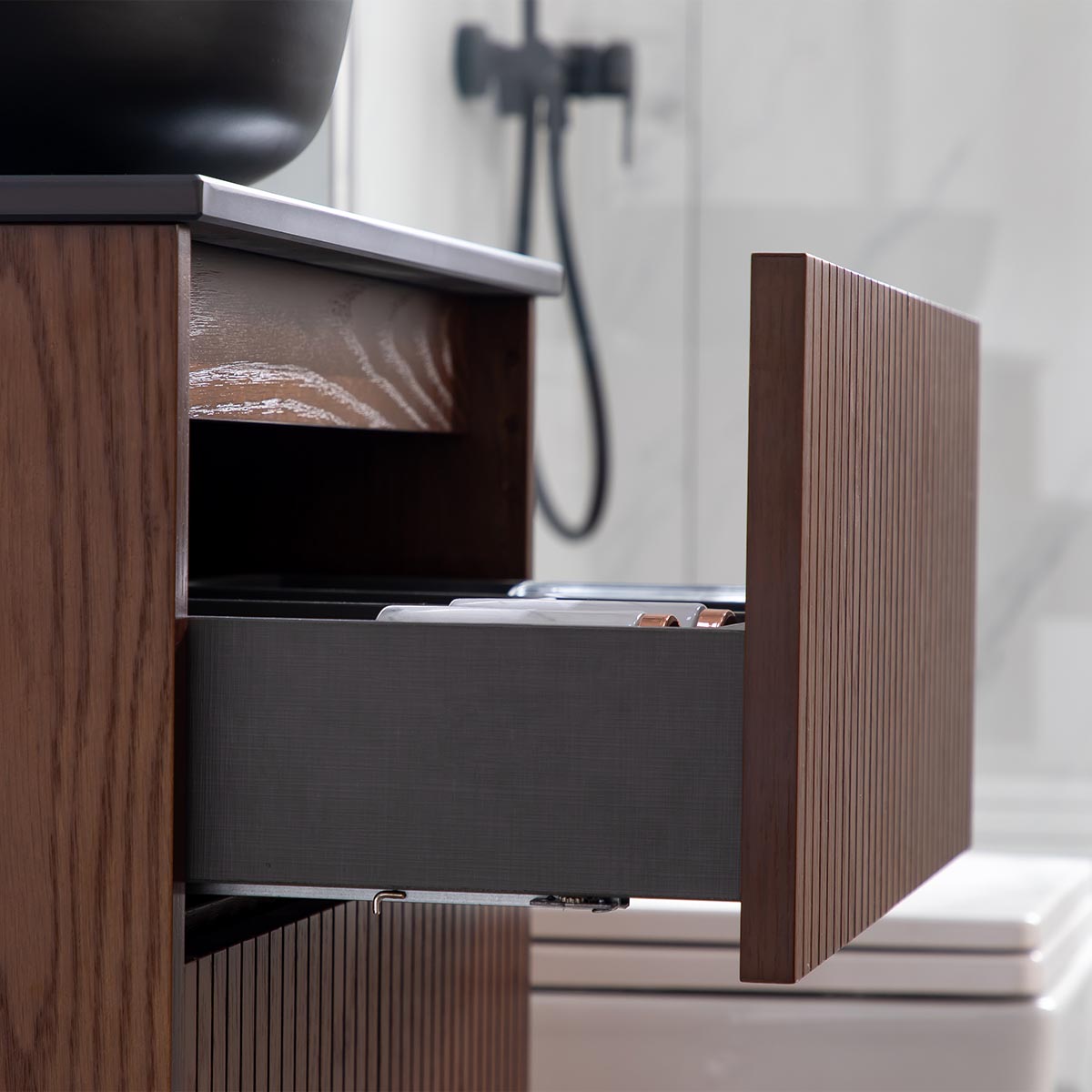 Washbasin Cabinet Bathlife FÖRTJUST 60 Brown oak Bredd: 600 mm